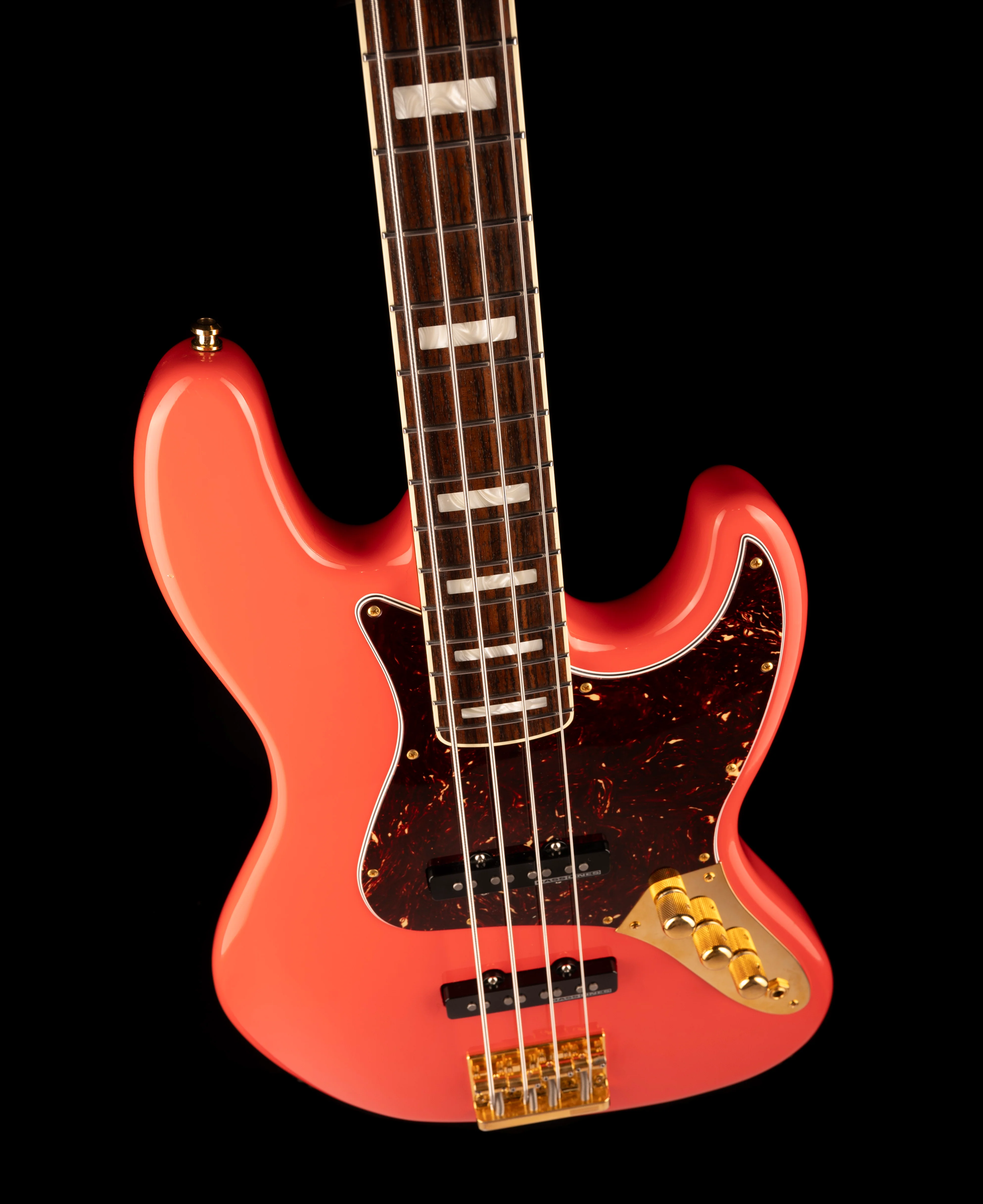 Pre Owned Fender Parts Jazz Bass Fiesta Red With Gold Hardware With Case - Image 4