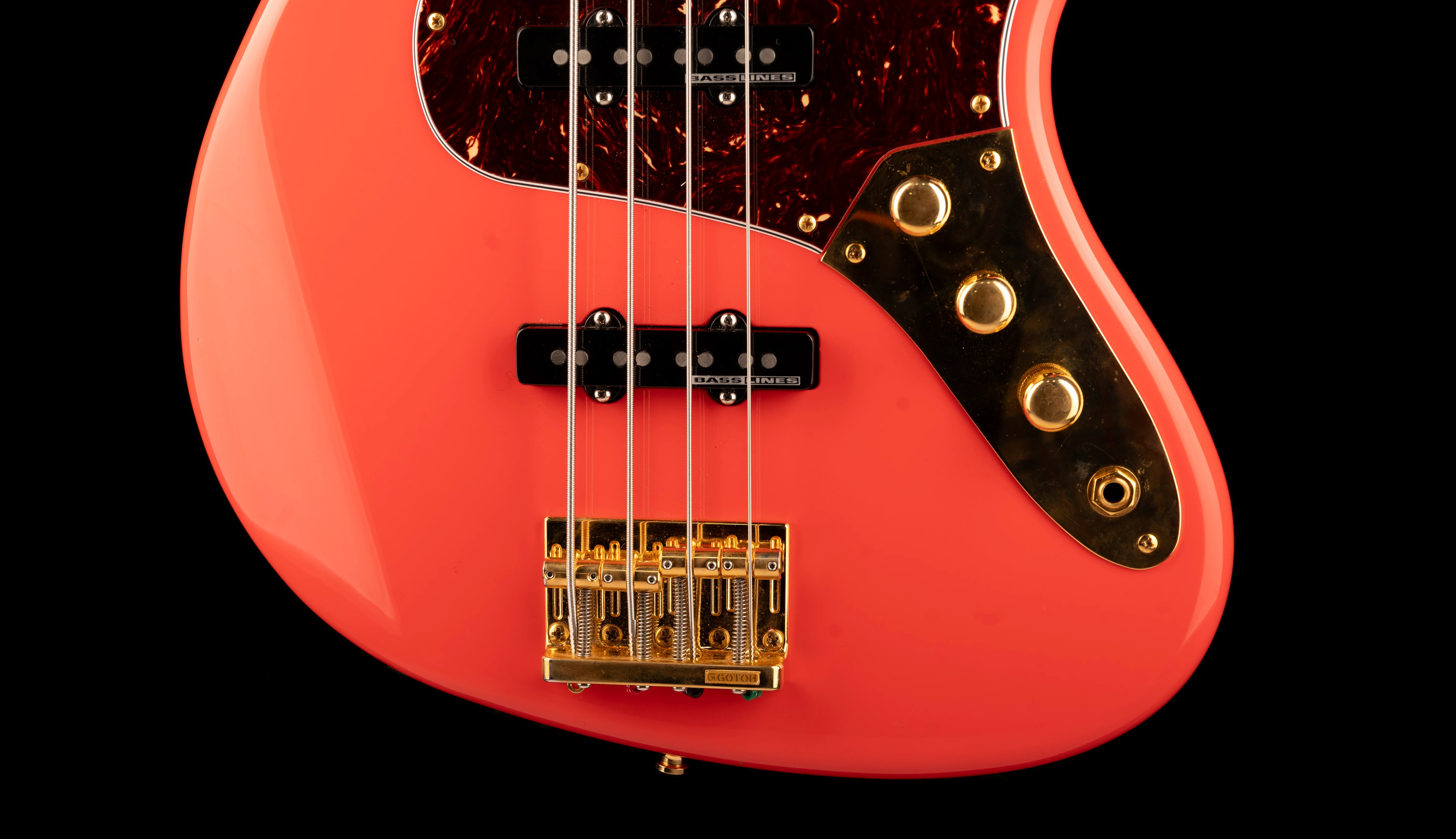 Pre Owned Fender Parts Jazz Bass Fiesta Red With Gold Hardware With Case - Image 5