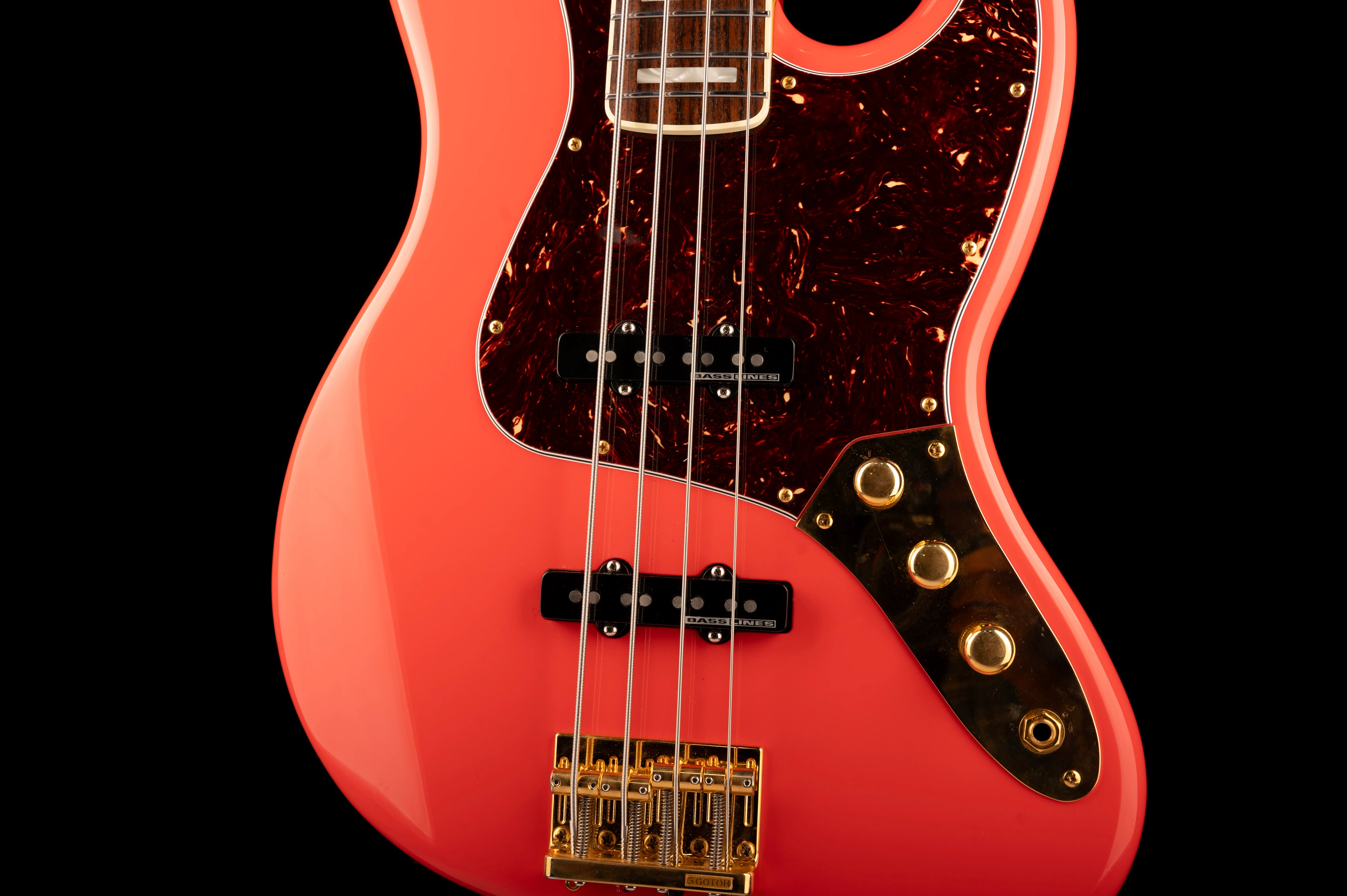 Pre Owned Fender Parts Jazz Bass Fiesta Red With Gold Hardware With Case - Image 6