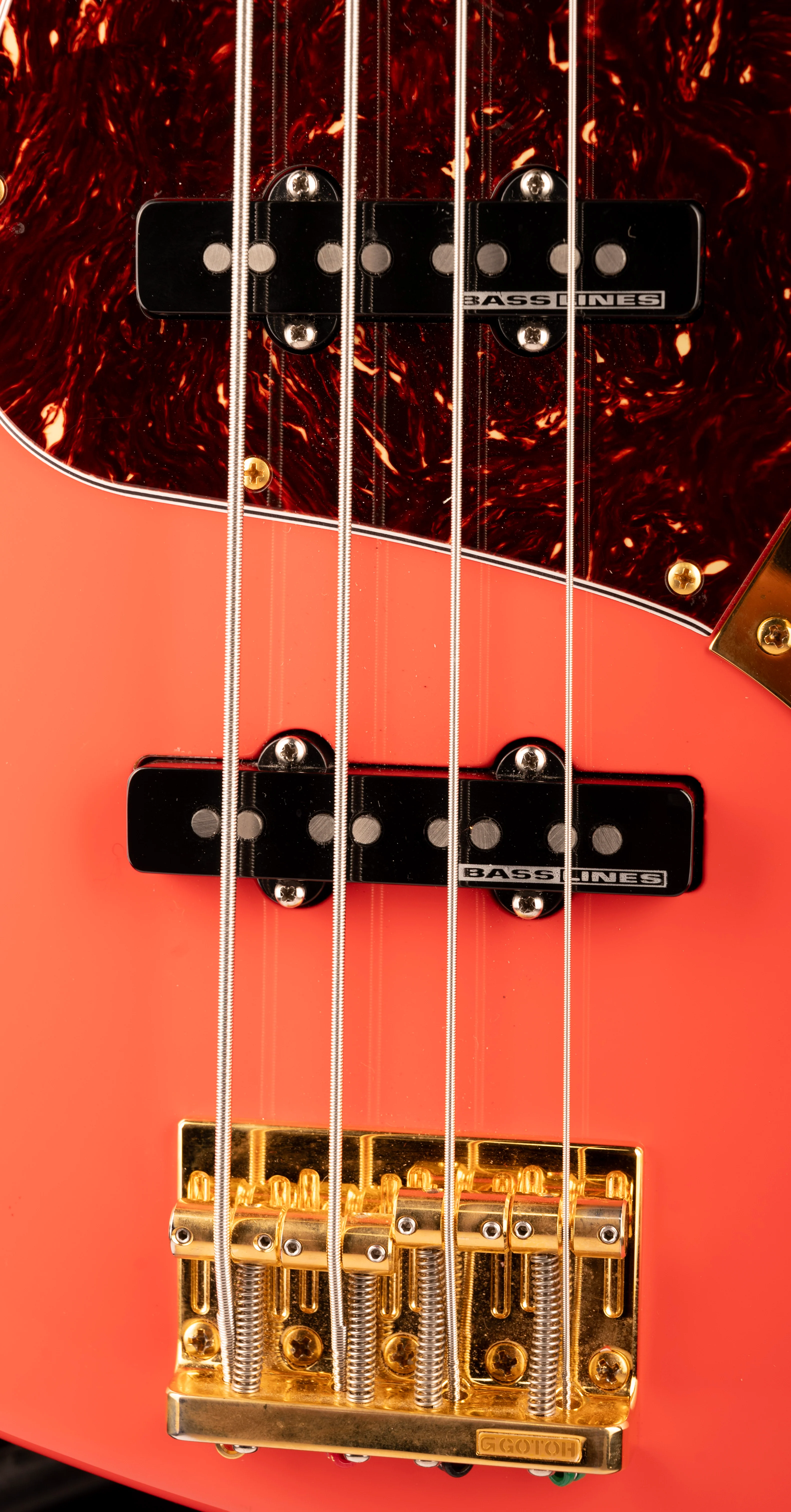 Pre Owned Fender Parts Jazz Bass Fiesta Red With Gold Hardware With Case - Image 7