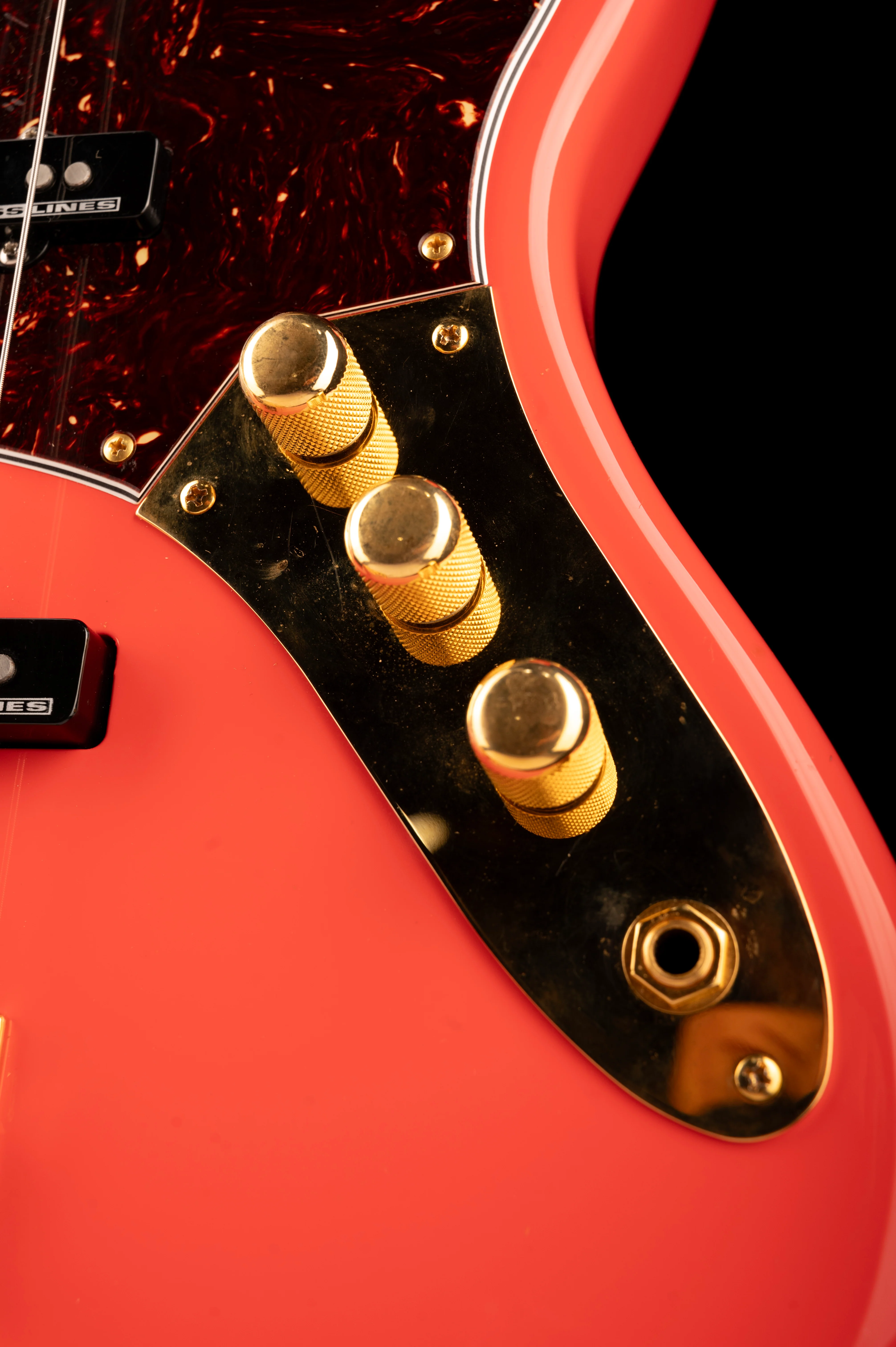 Pre Owned Fender Parts Jazz Bass Fiesta Red With Gold Hardware With Case - Image 8