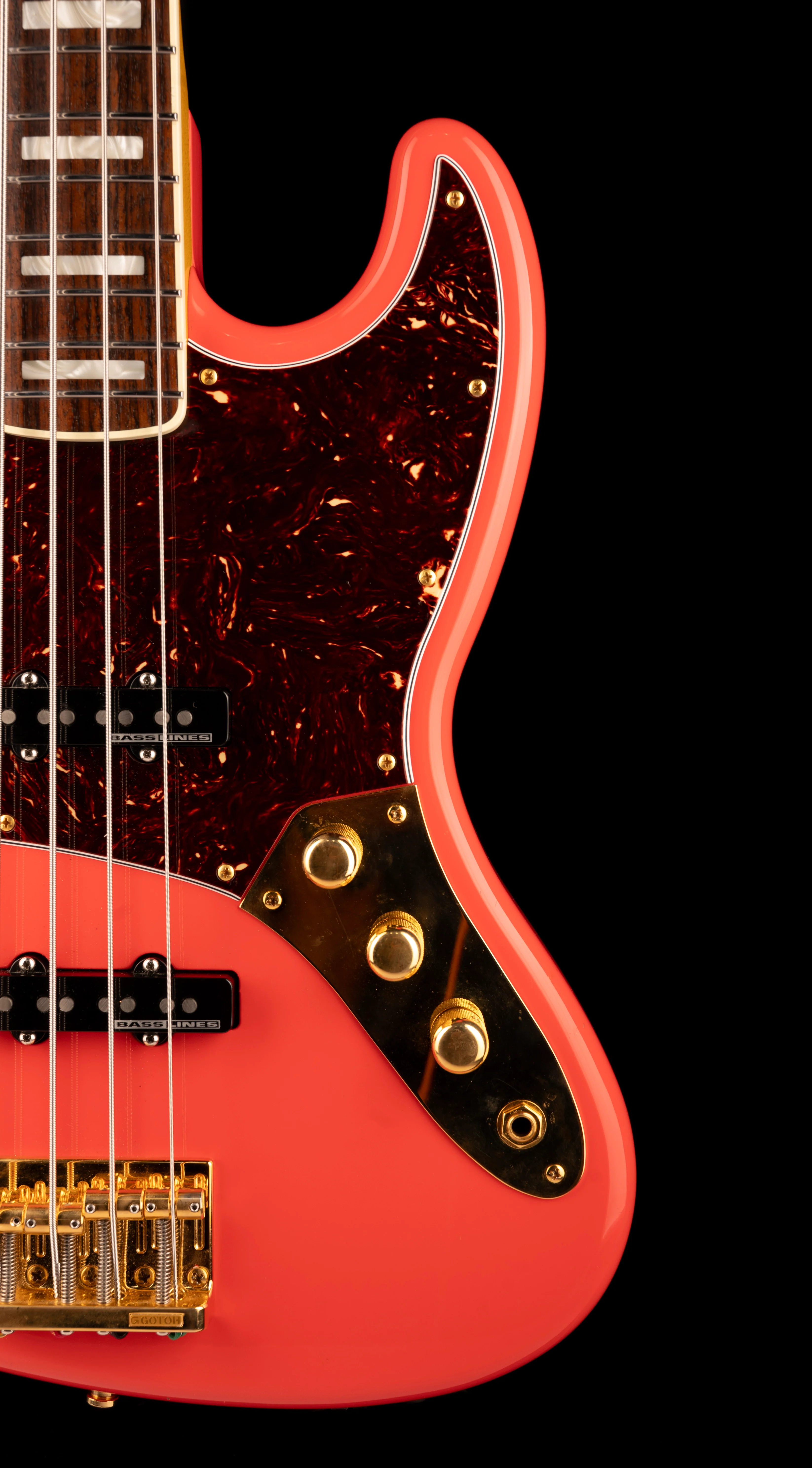 Pre Owned Fender Parts Jazz Bass Fiesta Red With Gold Hardware With Case - Image 9