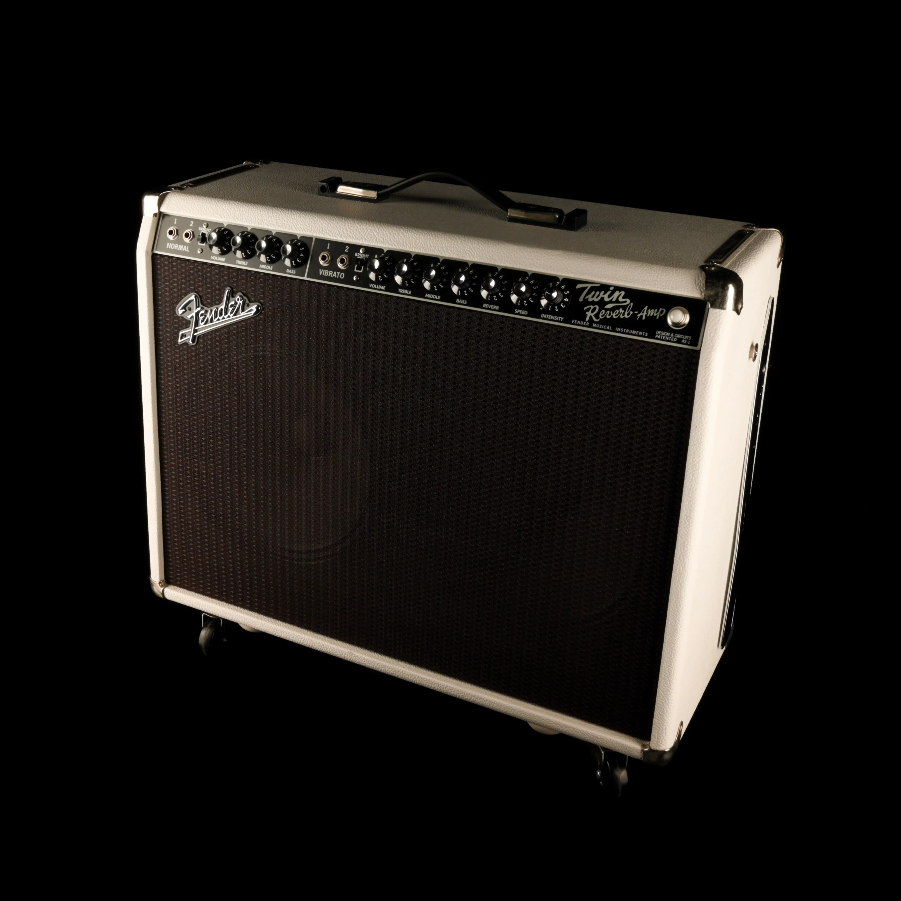 Pre Owned Fender Limited Edition Hot White Bronco '65 Twin Reverb Reissue Guitar Amp Combo with Footswitch and Cover - Image 2