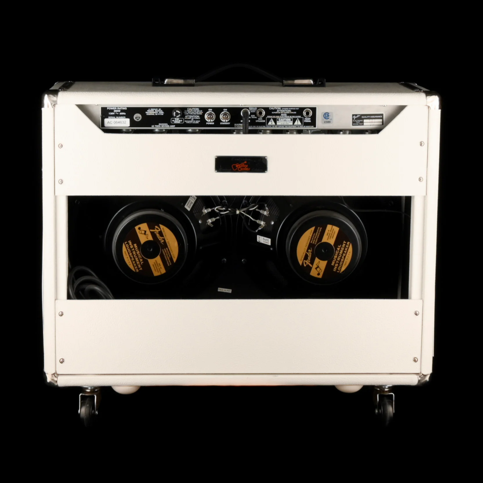 Pre Owned Fender Limited Edition Hot White Bronco '65 Twin Reverb Reissue Guitar Amp Combo with Footswitch and Cover - Image 8