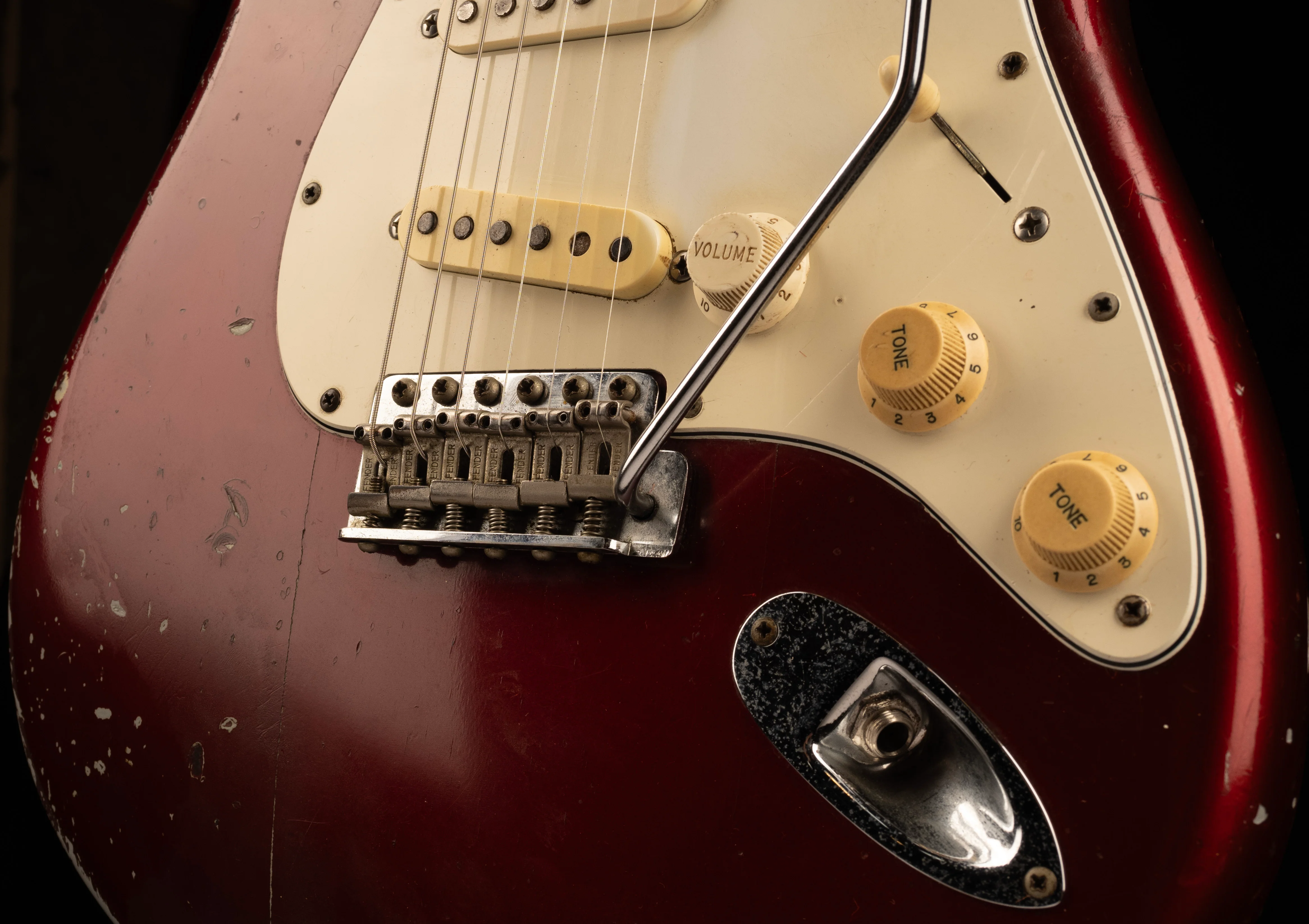 Vintage Fender 1965 Stratocaster Refinished Dark Red with Case - Image 6