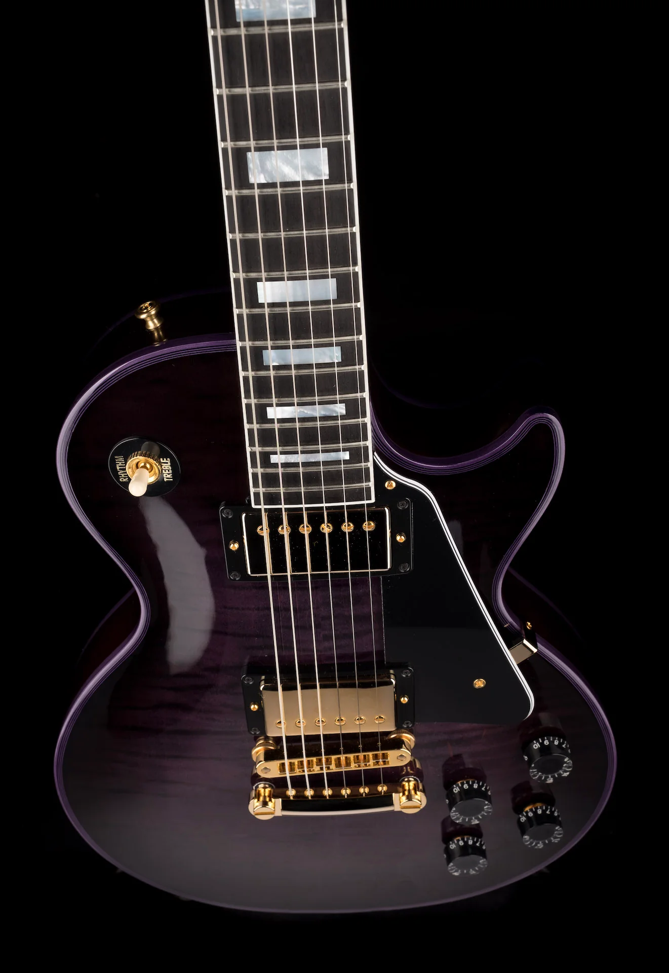 Pre Owned 2022 Gibson Custom Shop Les Paul Custom Purple Widow Burst With OHSC - Image 4