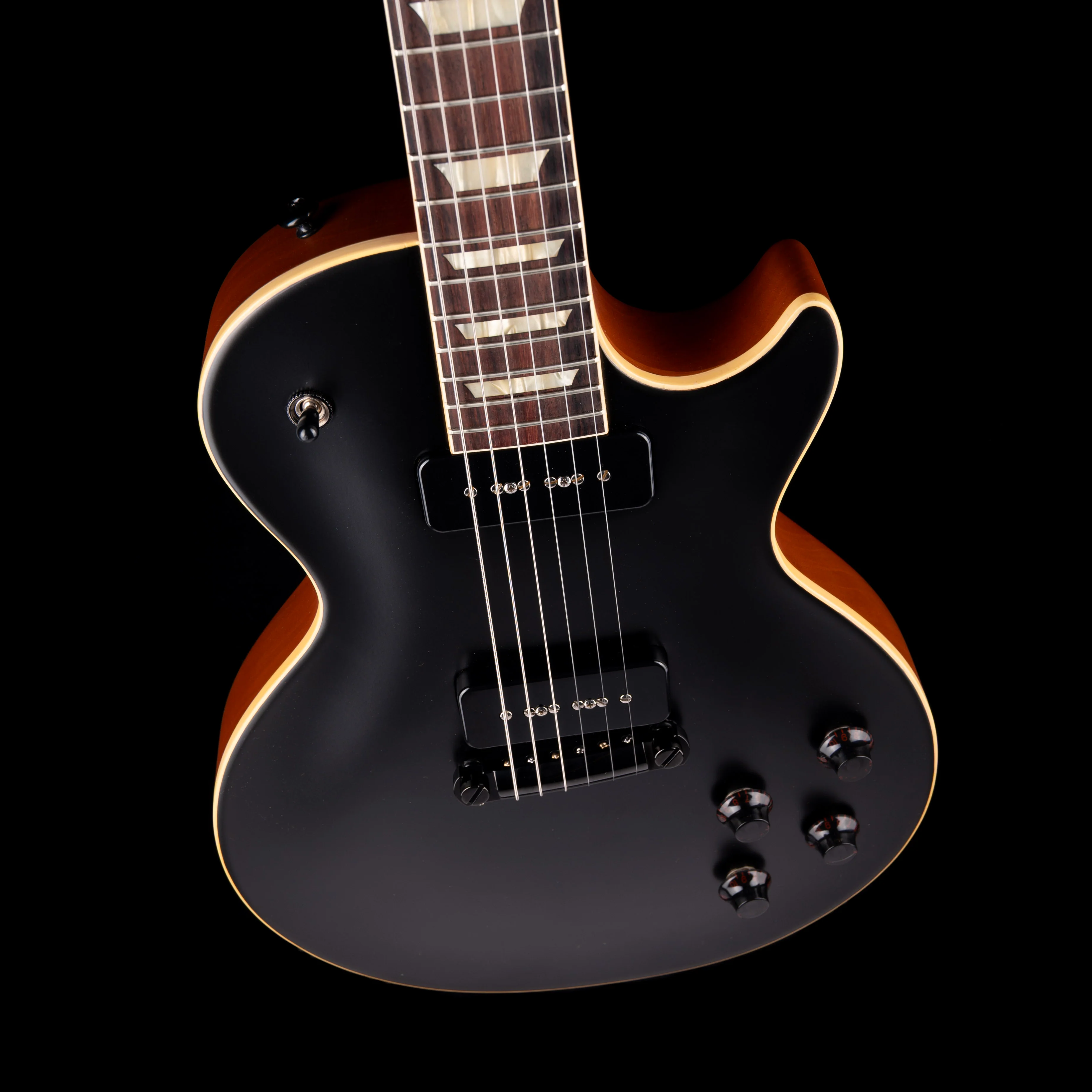 Pre Owned Gibson Mod '54 Les Paul Standard Dual Pickup Smooth Black Satin w OHSC - Image 3