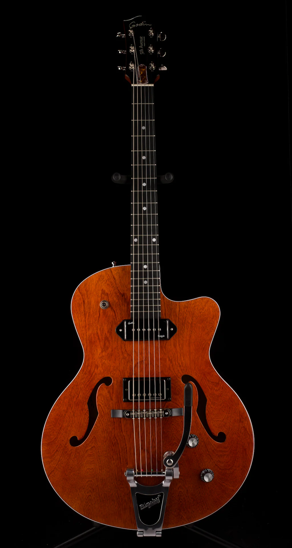 Pre Owned Godin 5th Ave. Uptown With Bigsby Havana Brown With Case - Image 2