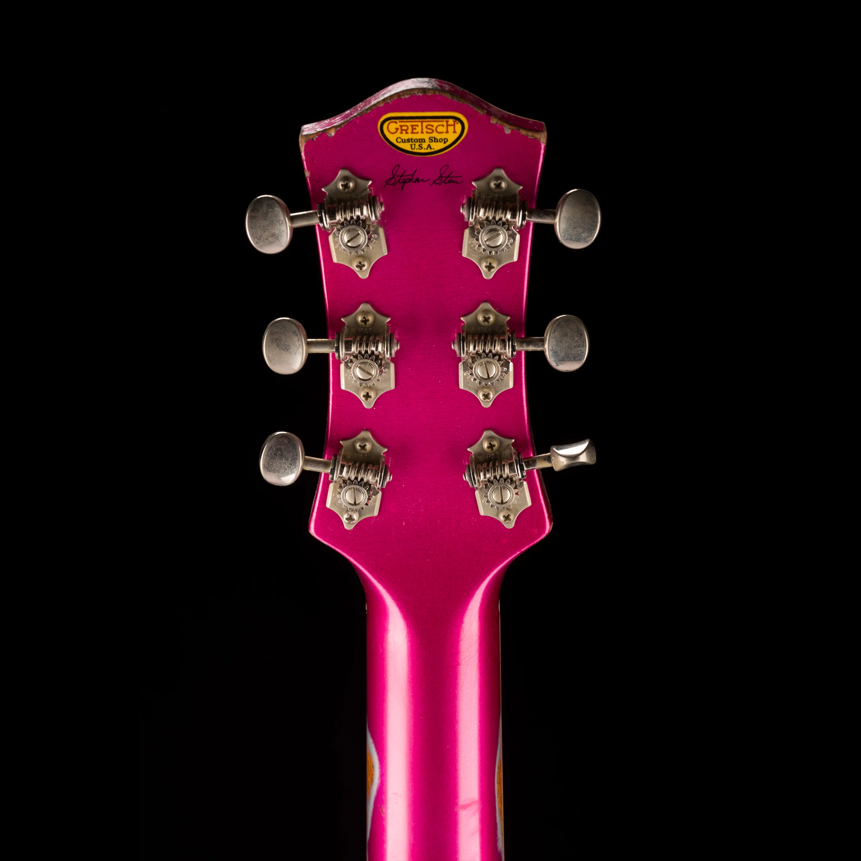 Pre Owned Gretsch Custom Shop Masterbuilt Stephen Stern G6128-JR Duo Jet Jr. Relic Pink Paisley With OHSC - Image 17