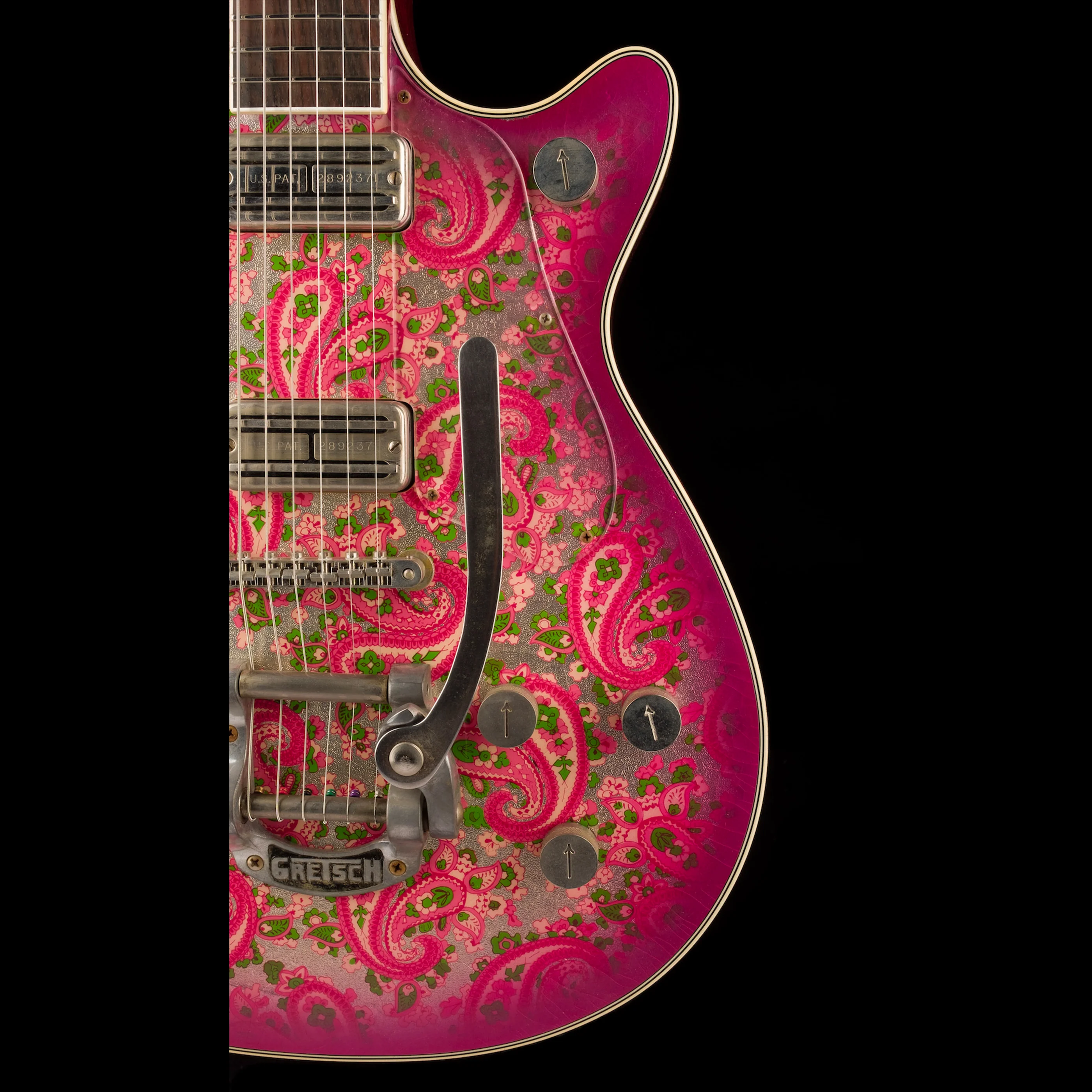 Pre Owned Gretsch Custom Shop Masterbuilt Stephen Stern G6128-JR Duo Jet Jr. Relic Pink Paisley With OHSC - Image 9