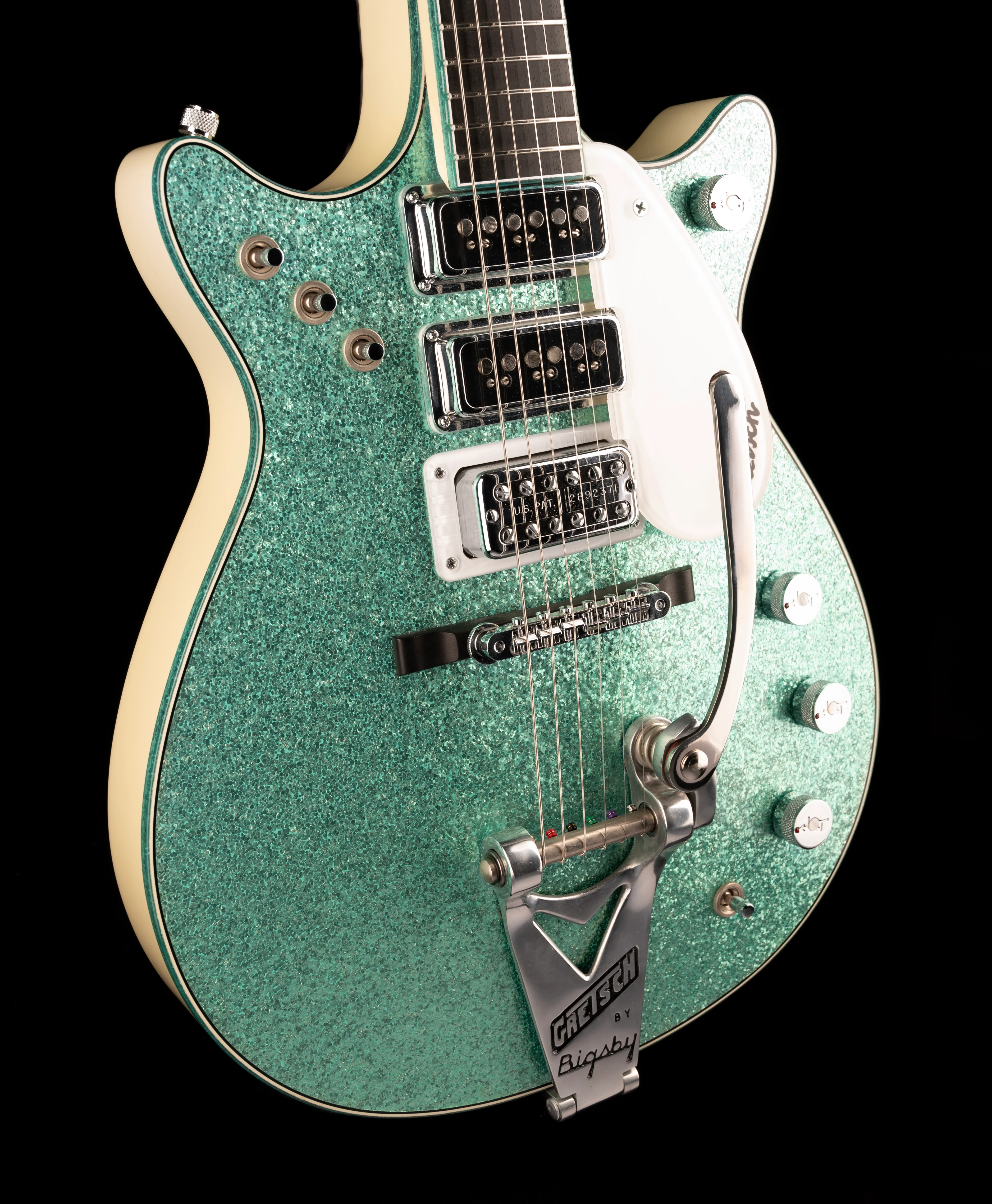 Pre-Owned Gretsch Custom Shop Masterbuilt Stephen Stern G6128CS-DC 1962 Triple Jet Turquoise Sparkle with OHSC - Image 10