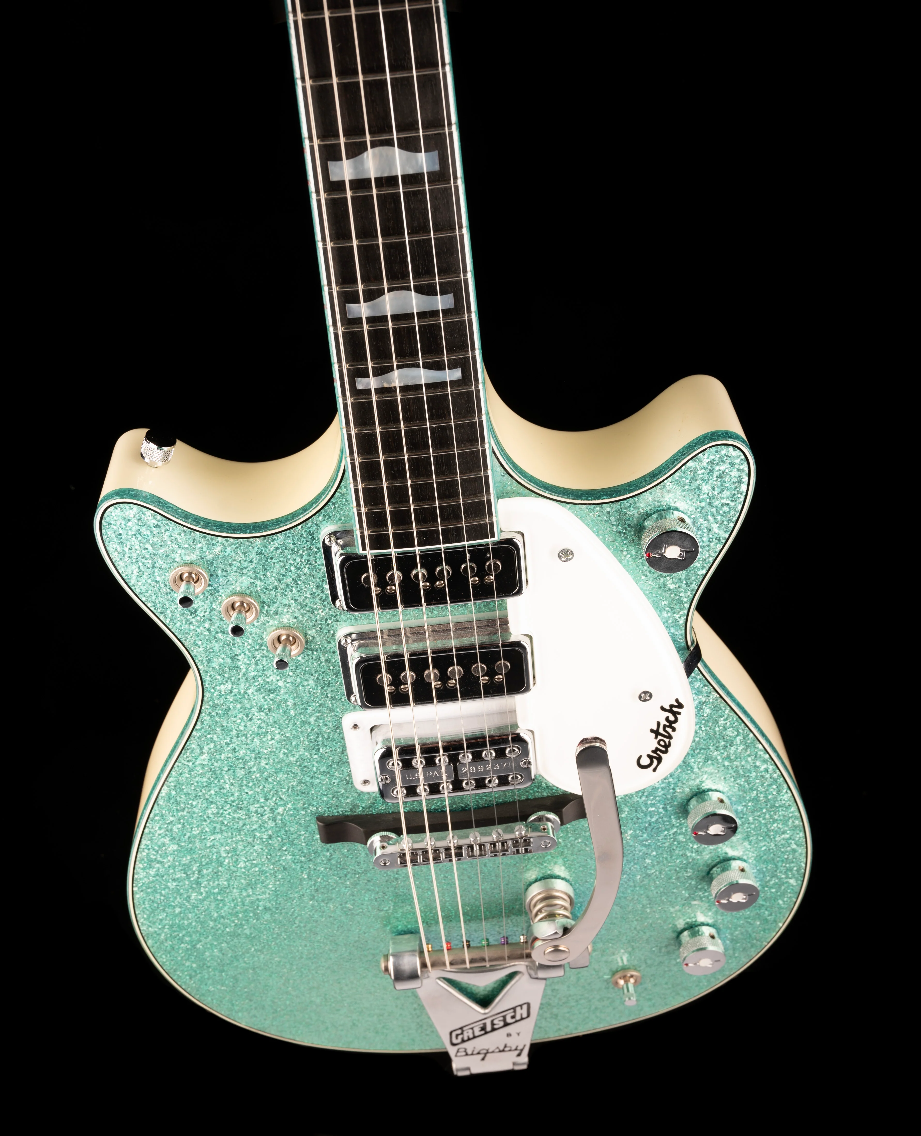 Pre-Owned Gretsch Custom Shop Masterbuilt Stephen Stern G6128CS-DC 1962 Triple Jet Turquoise Sparkle with OHSC - Image 4