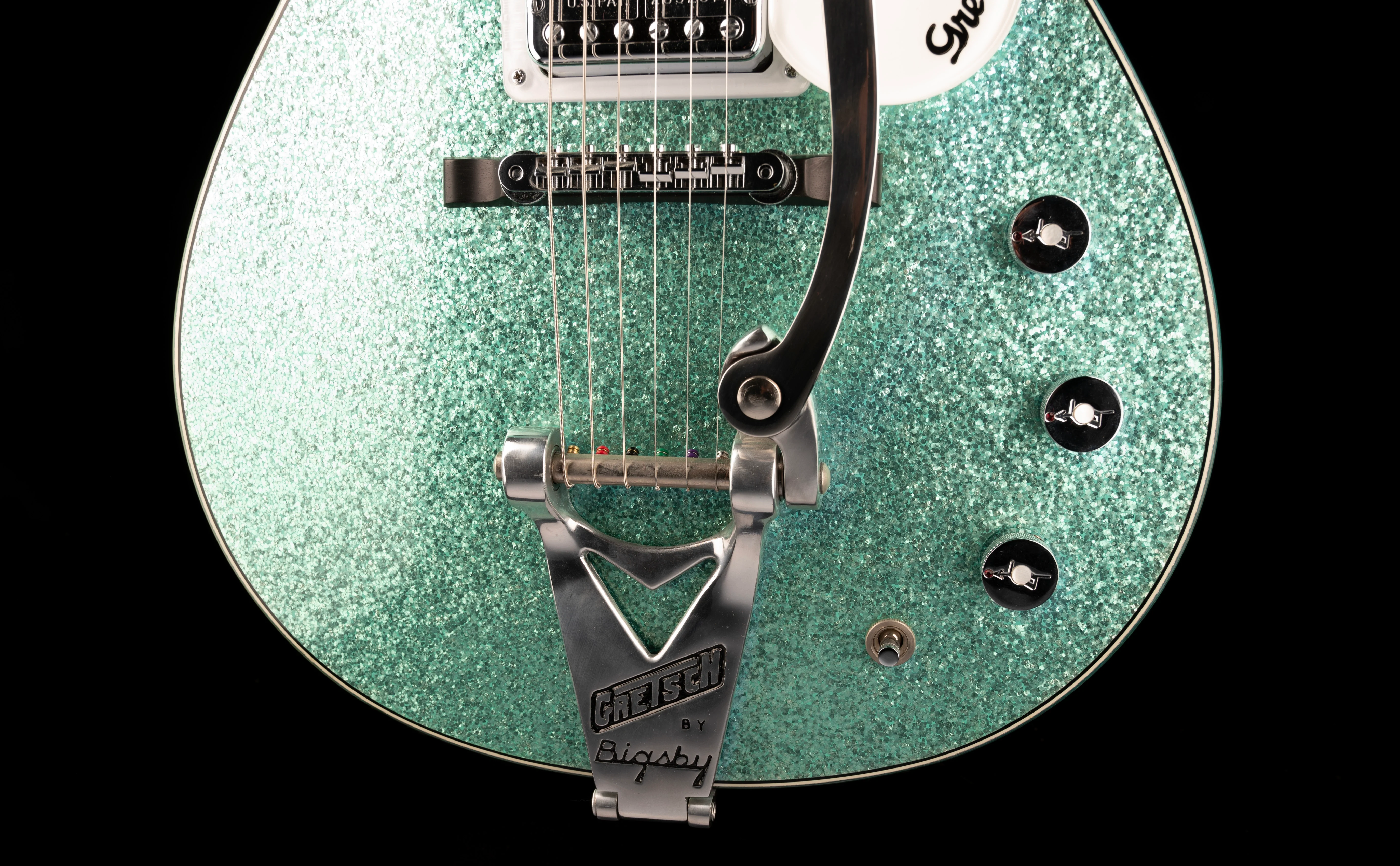 Pre-Owned Gretsch Custom Shop Masterbuilt Stephen Stern G6128CS-DC 1962 Triple Jet Turquoise Sparkle with OHSC - Image 5