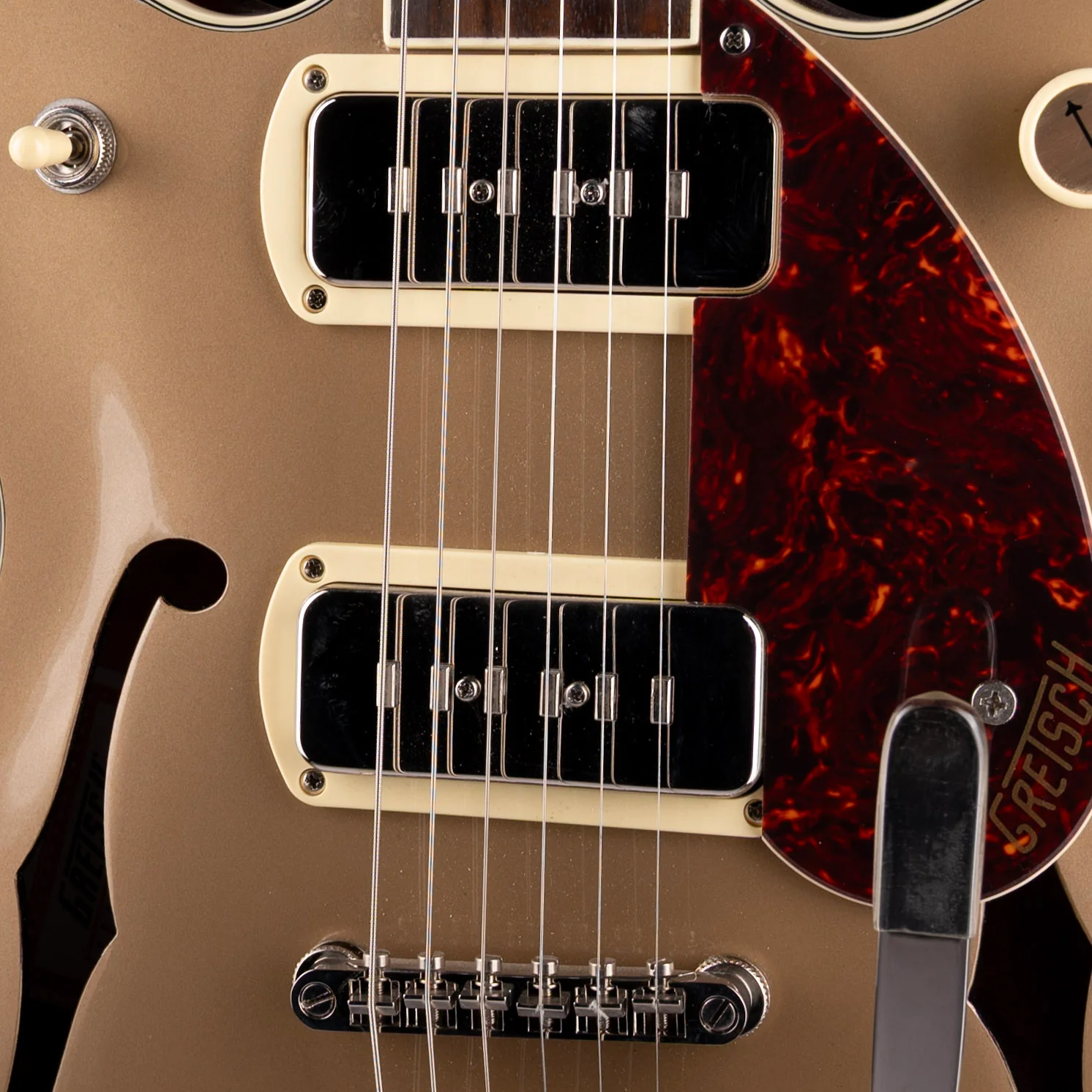 Pre Owned Gretsch G2655T P90 Streamliner Double-Cut Two-Tone Sahara Metallic With Gig Bag - Image 4