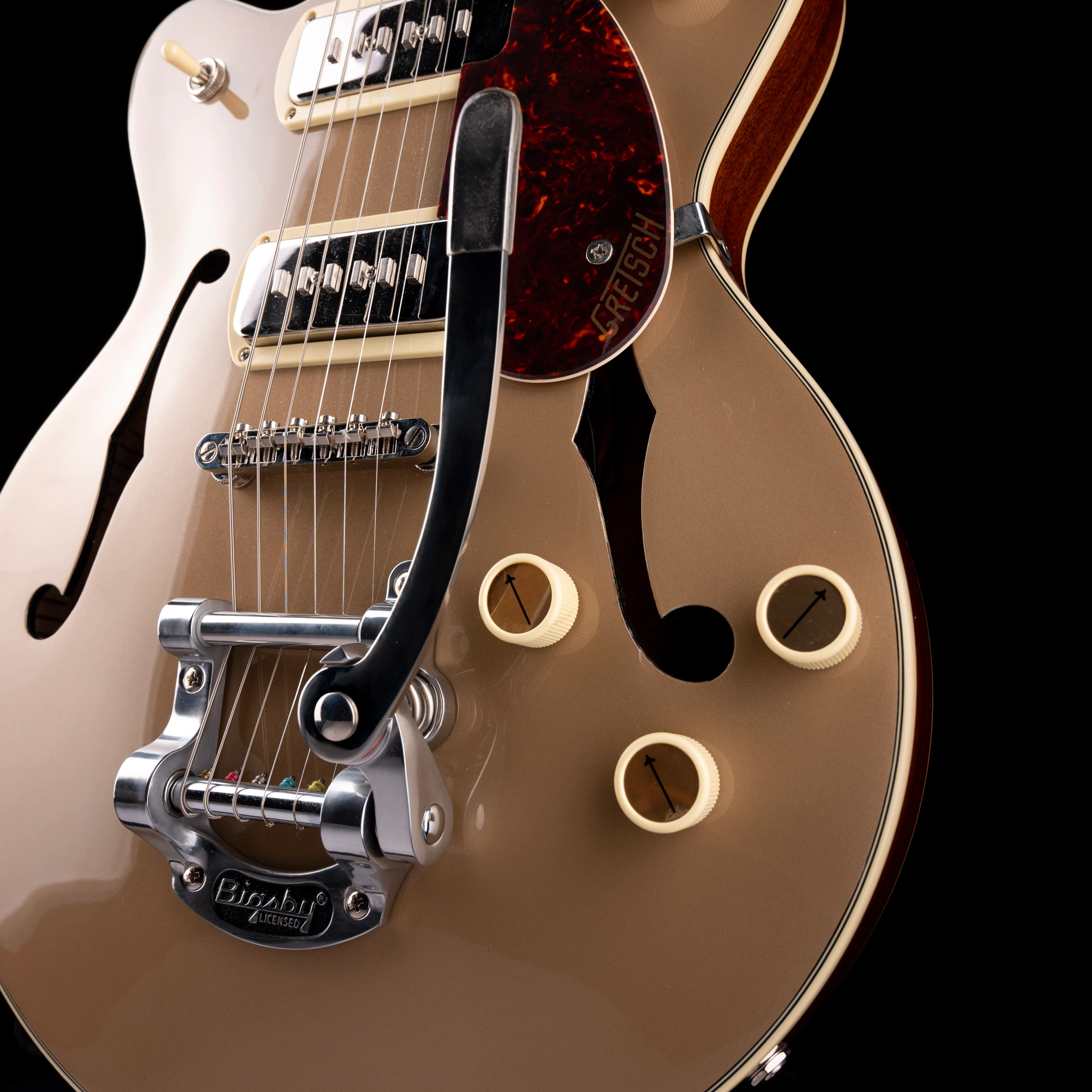 Pre Owned Gretsch G2655T P90 Streamliner Double-Cut Two-Tone Sahara Metallic With Gig Bag - Image 5