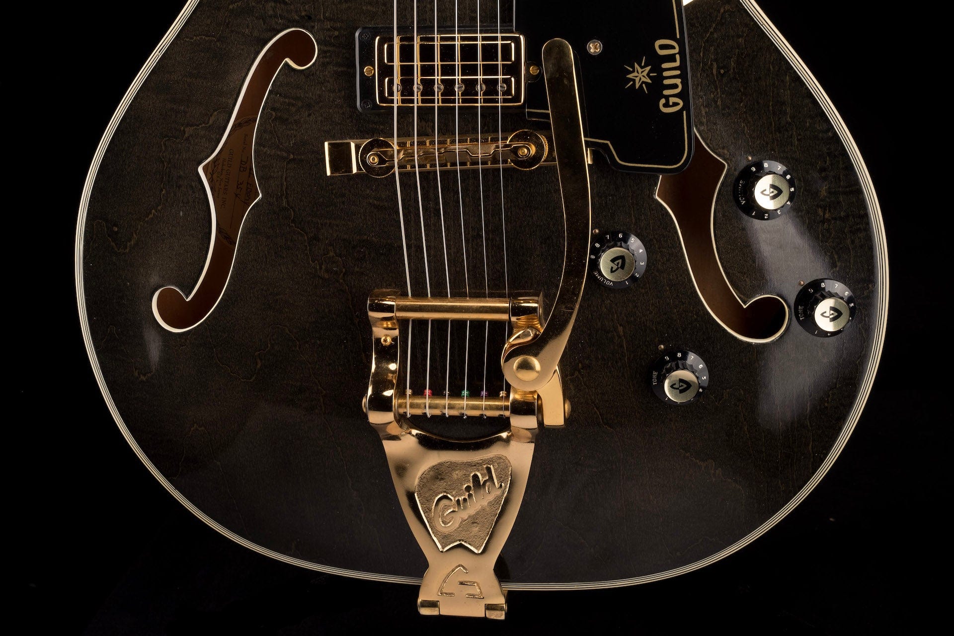 Pre Owned Vintage 1969 Guild Starfire VI Stereo with Bigsby Ebony Grain with OHSC - Jeffrey Foskett Collection - Image 5