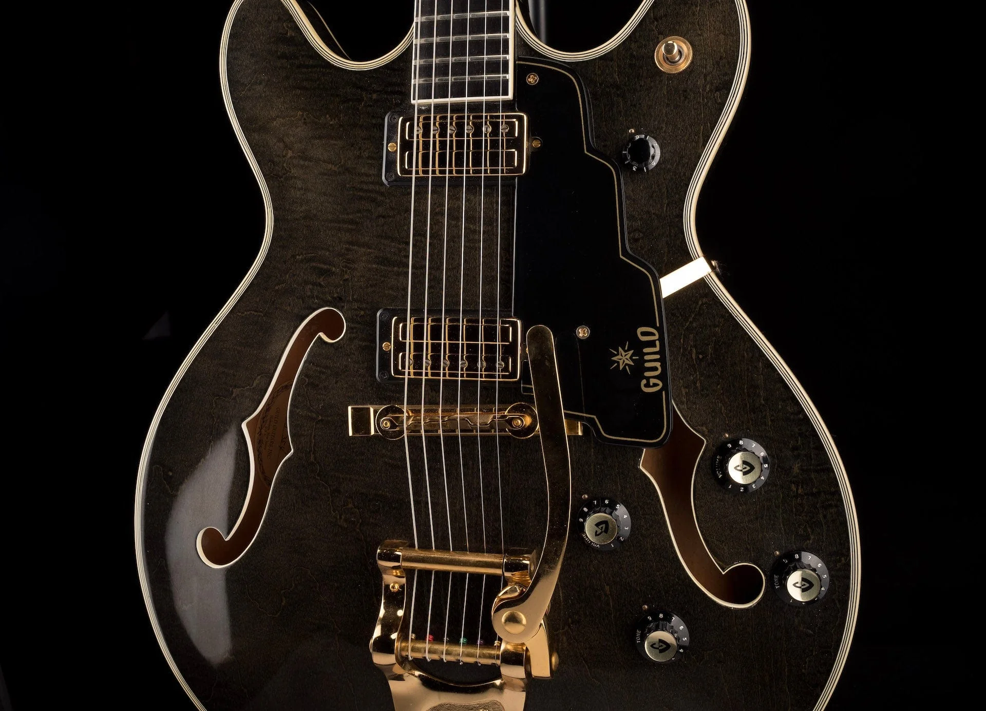 Pre Owned Vintage 1969 Guild Starfire VI Stereo with Bigsby Ebony Grain with OHSC - Jeffrey Foskett Collection - Image 6