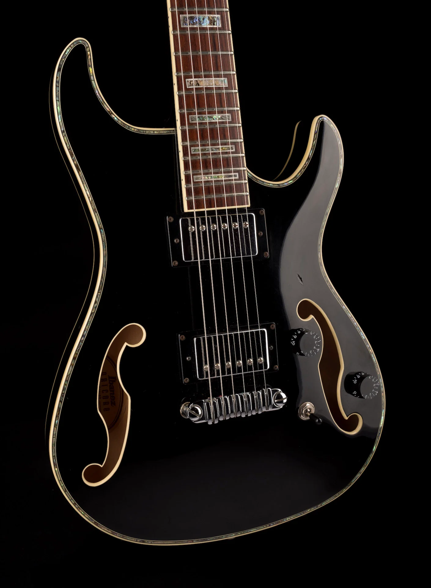 Pre Owned Ibanez AWD82LTD Black Semi-Hollow Guitar With Gig Bag - Image 10