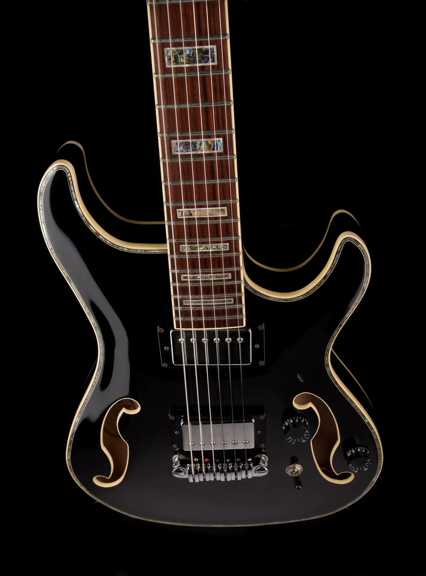 Pre Owned Ibanez AWD82LTD Black Semi-Hollow Guitar With Gig Bag - Image 4