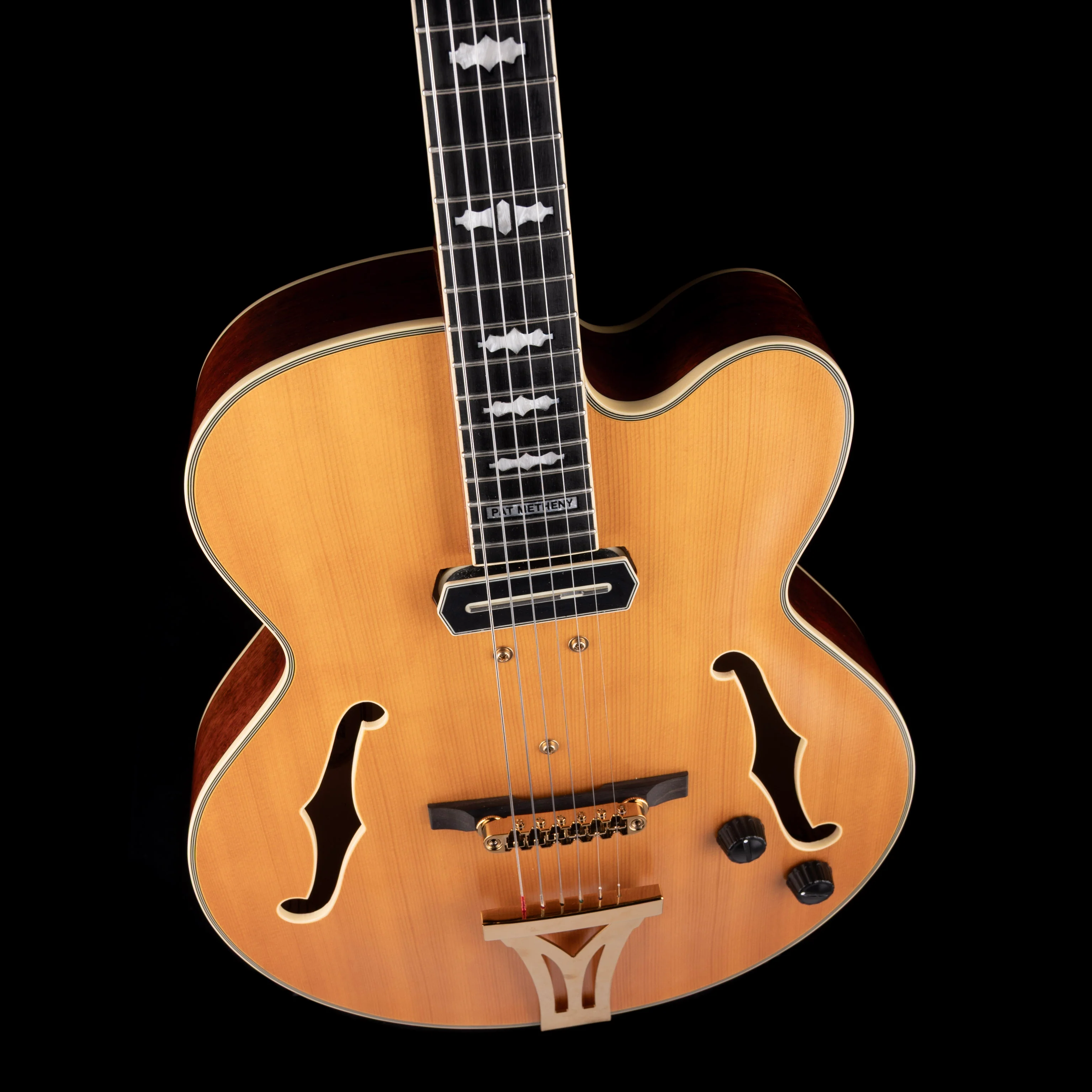 Pre Owned Ibanez PM3C Pat Metheny Signature Hollow-body Electric Guitar Natural Amber With OHSC - Image 3