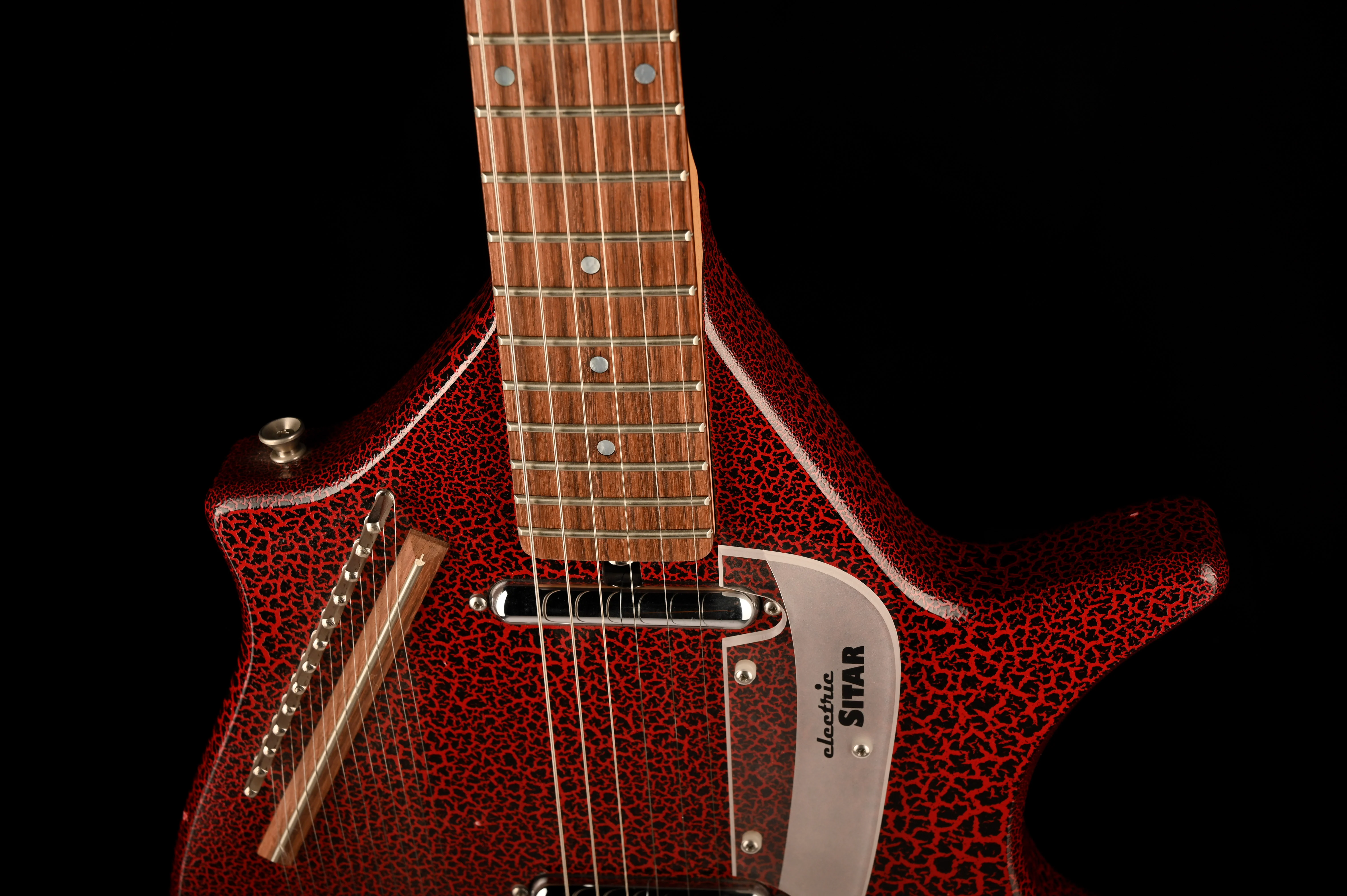 Pre Owned Jerry Jones Master Sitar Electric Guitar Red Crackle With OHSC - Image 3