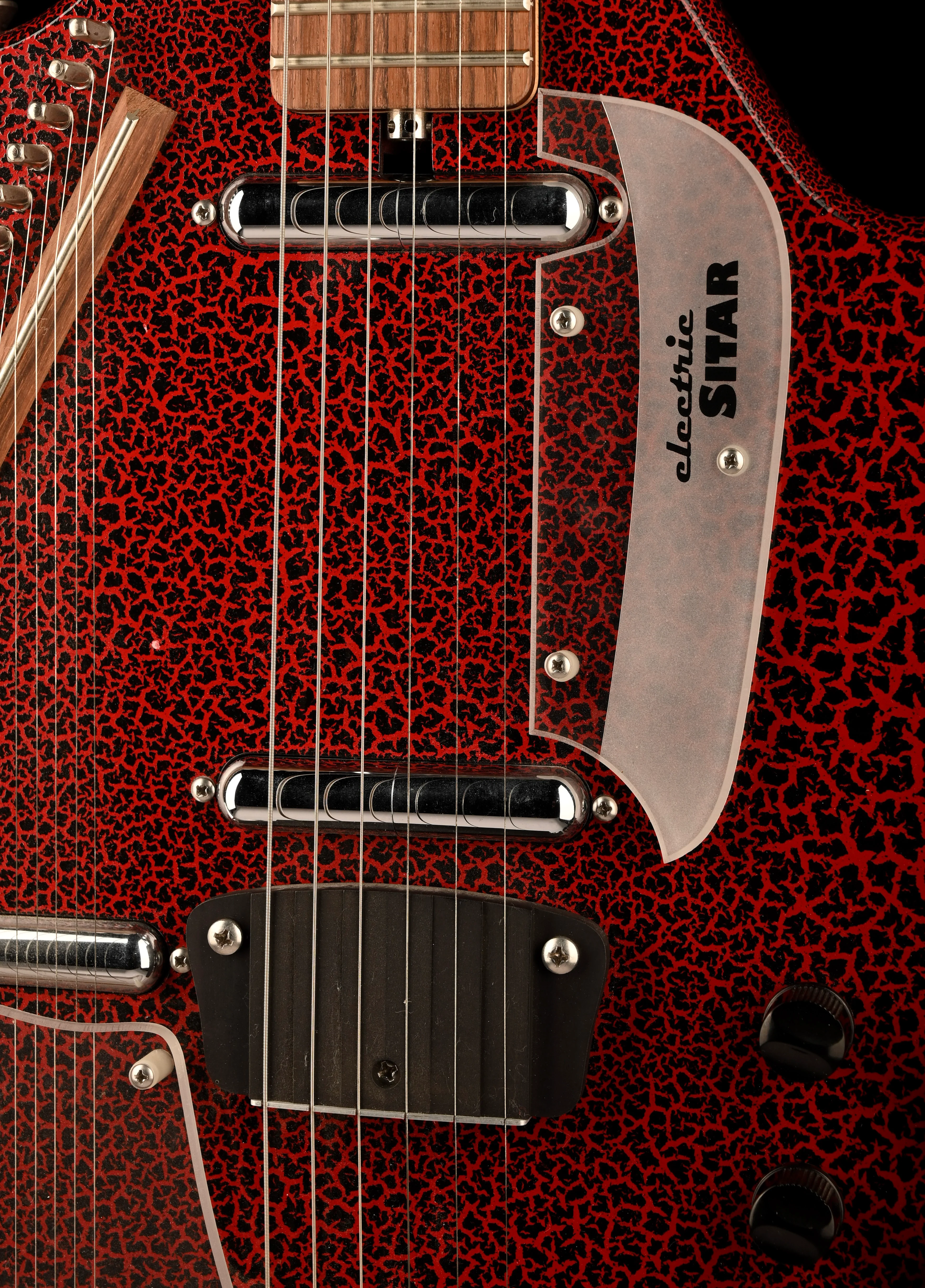 Pre Owned Jerry Jones Master Sitar Electric Guitar Red Crackle With OHSC - Image 7