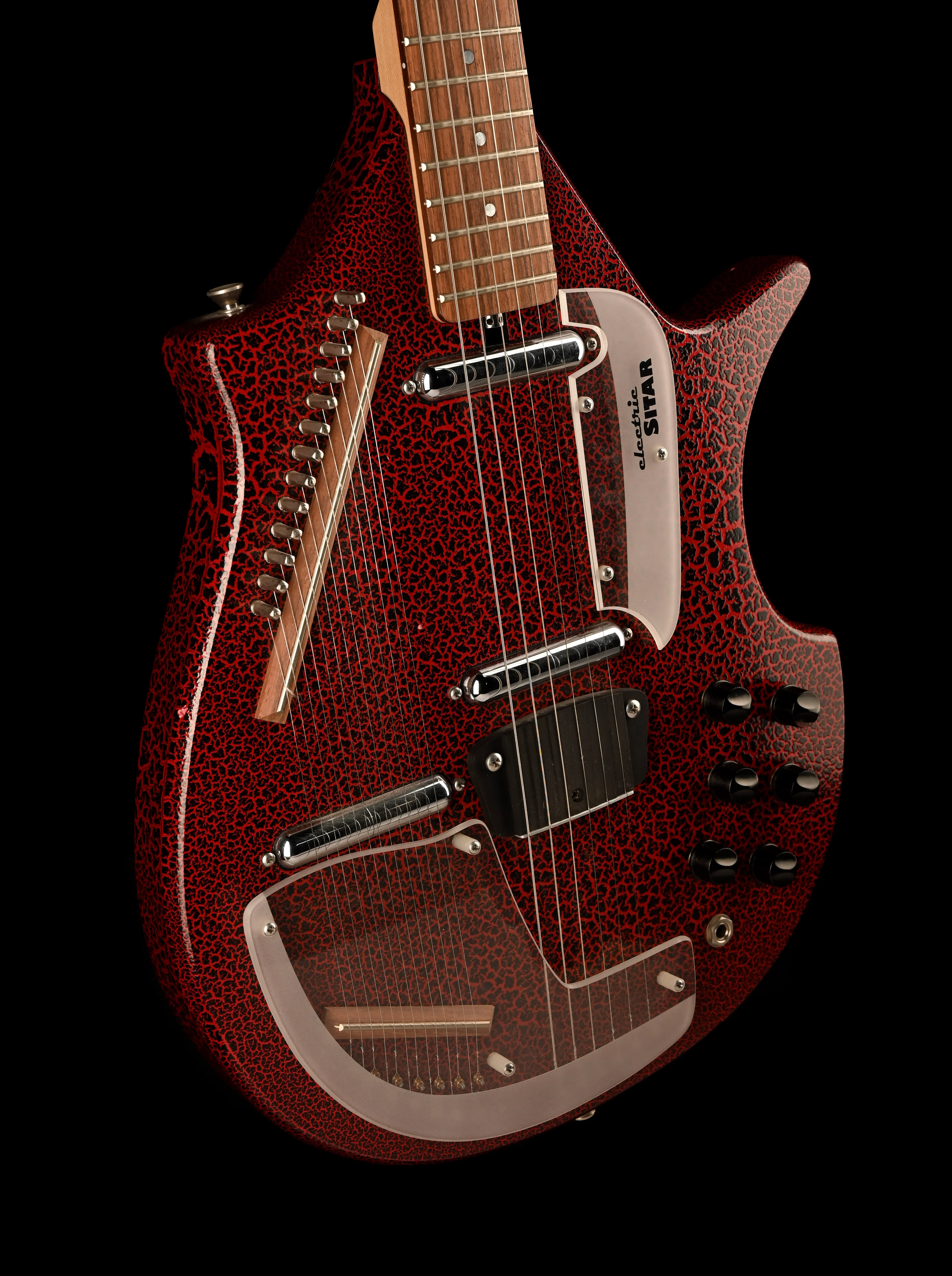 Pre Owned Jerry Jones Master Sitar Electric Guitar Red Crackle With OHSC - Image 9