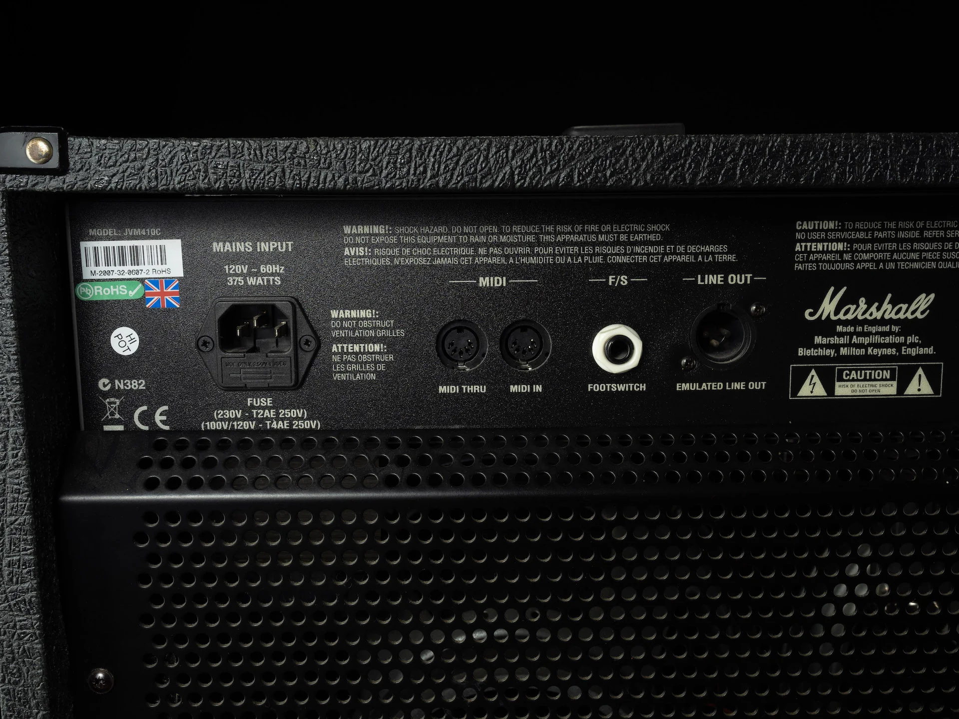 Pre Owned Marshall JVM 410C Black 2x12" Guitar Amp Combo - Image 9