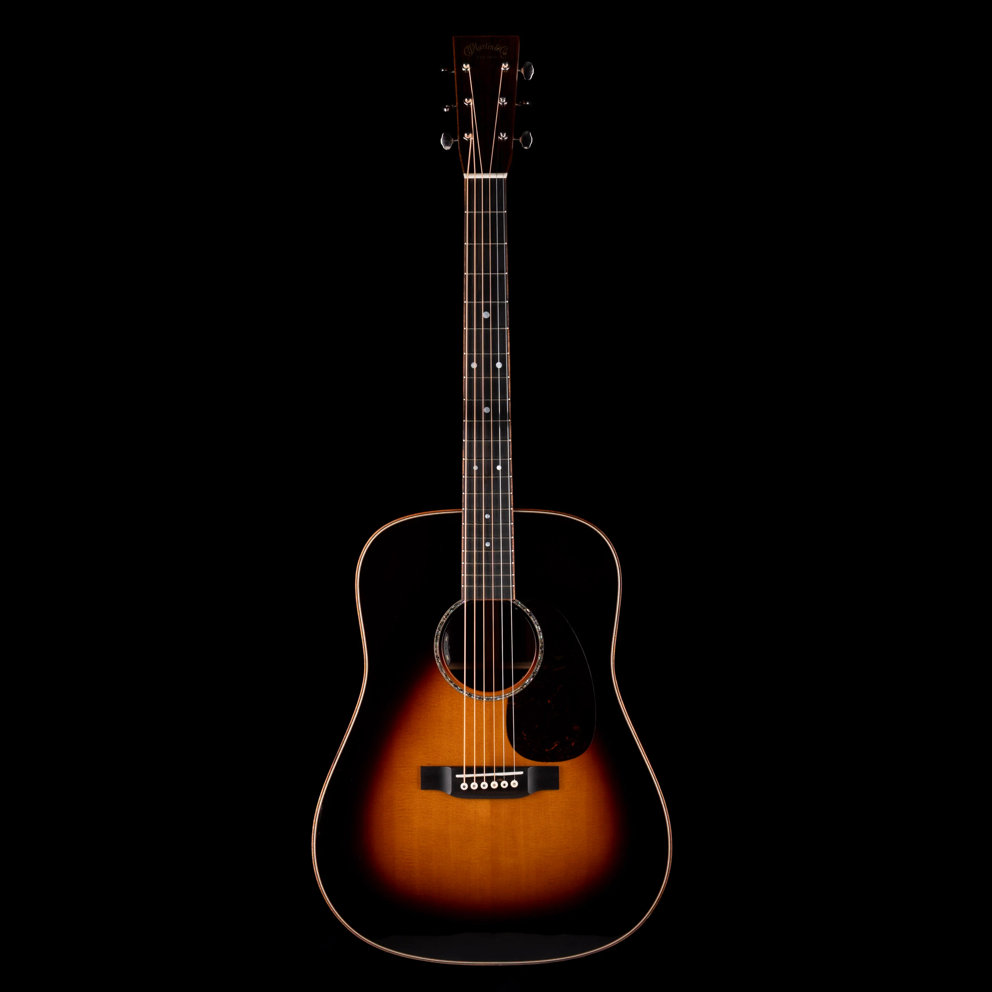 Pre Owned Martin Custom Shop Dreadnaught/000 Style 28 Indian Rosewood Sunburst With OHSC - Image 2