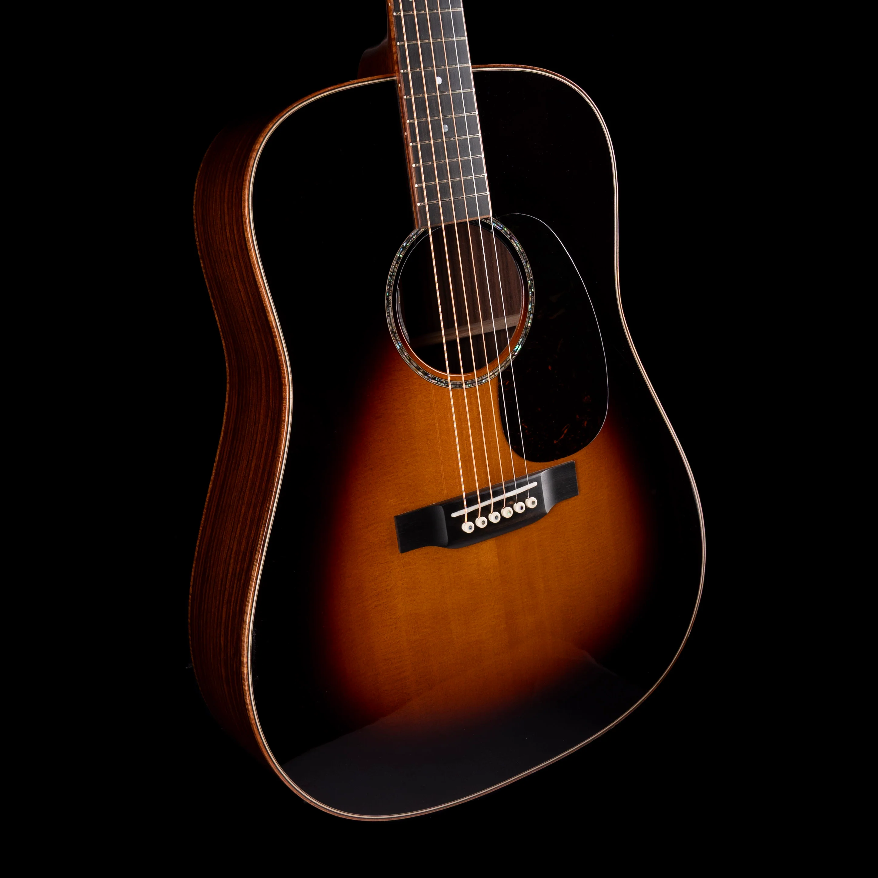 Pre Owned Martin Custom Shop Dreadnaught/000 Style 28 Indian Rosewood Sunburst With OHSC - Image 6