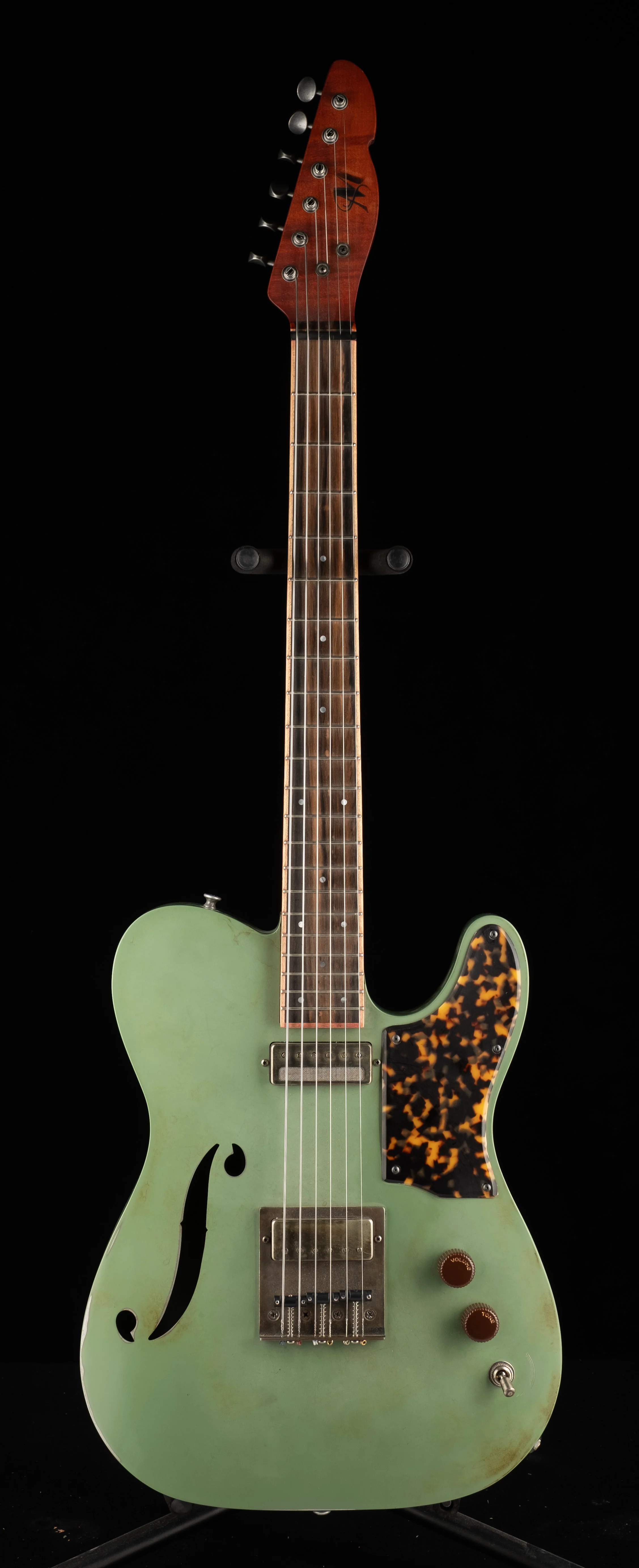 Pre Owned Mule Resophonic Guitars Mulecaster Green With HSC - Image 2