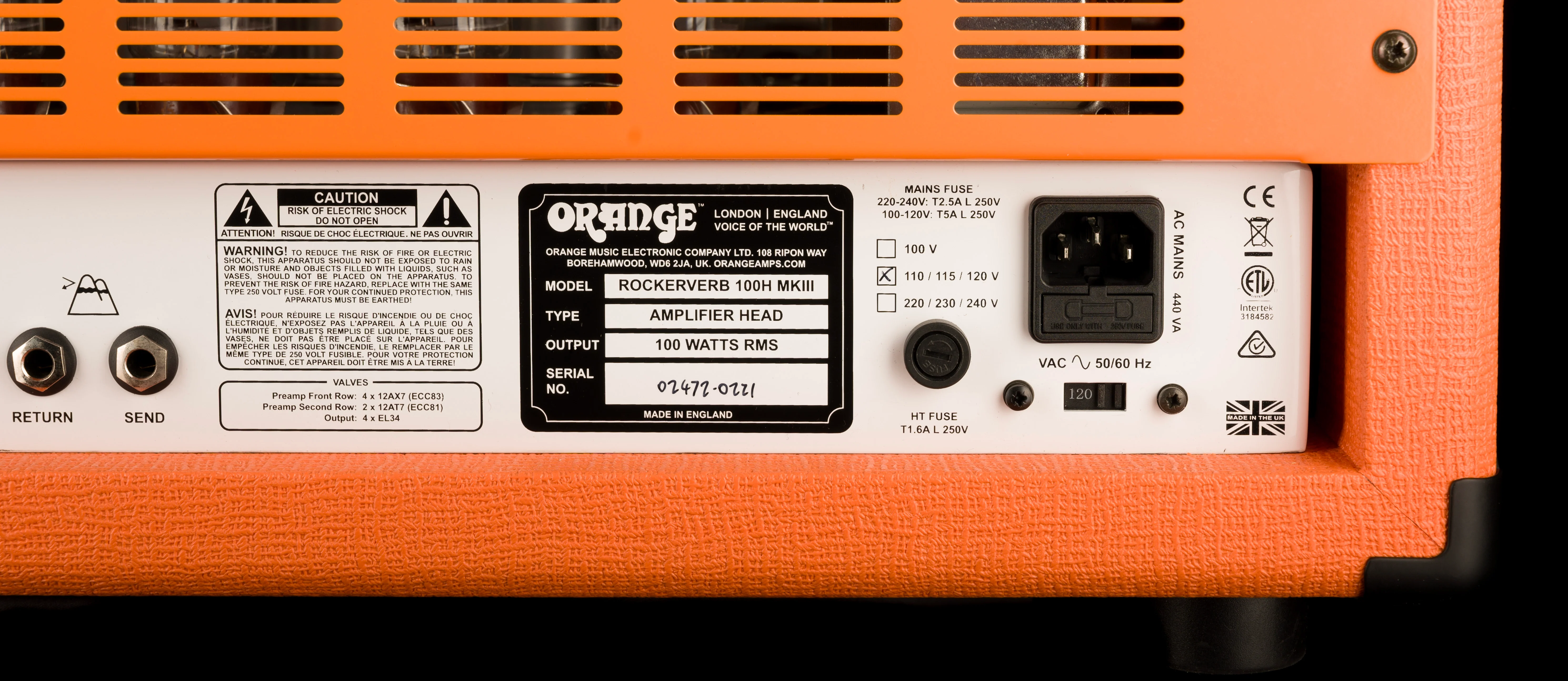 Pre Owned Orange Rockerverb 100 MKIII Guitar Amp Head - Image 10