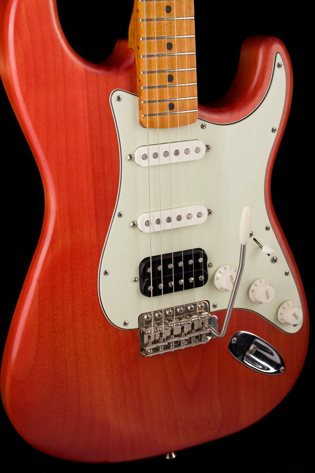 Pre Owned Partscaster S-Style HSS Satin Body W/ Maple Neck Guitar With HSC - Image 11
