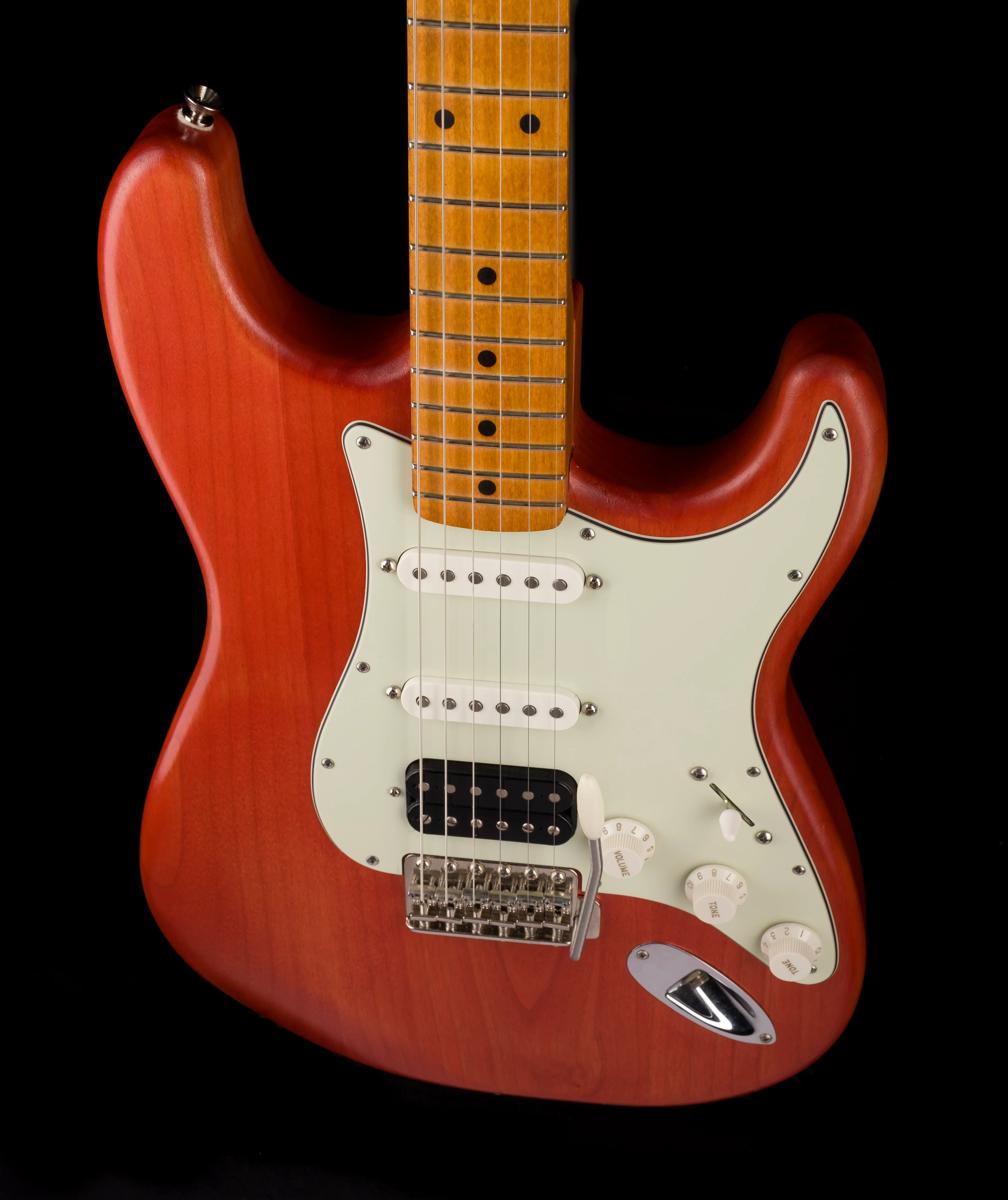 Pre Owned Partscaster S-Style HSS Satin Body W/ Maple Neck Guitar With HSC - Image 4