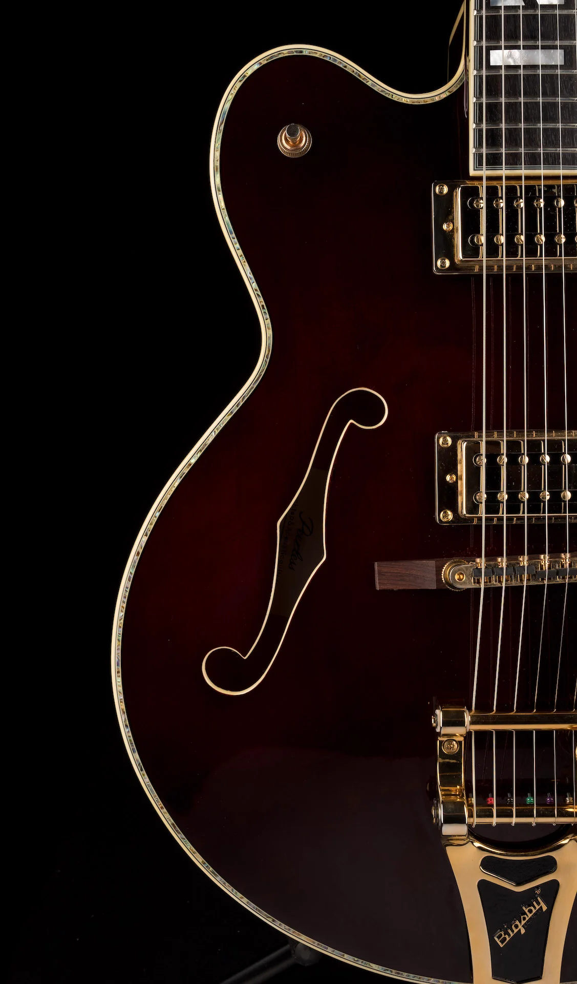Pre Owned Peerless Tonemaster Custom Burgundy Semi-Hollow Body Electric Guitar With Gig Bag - Image 10