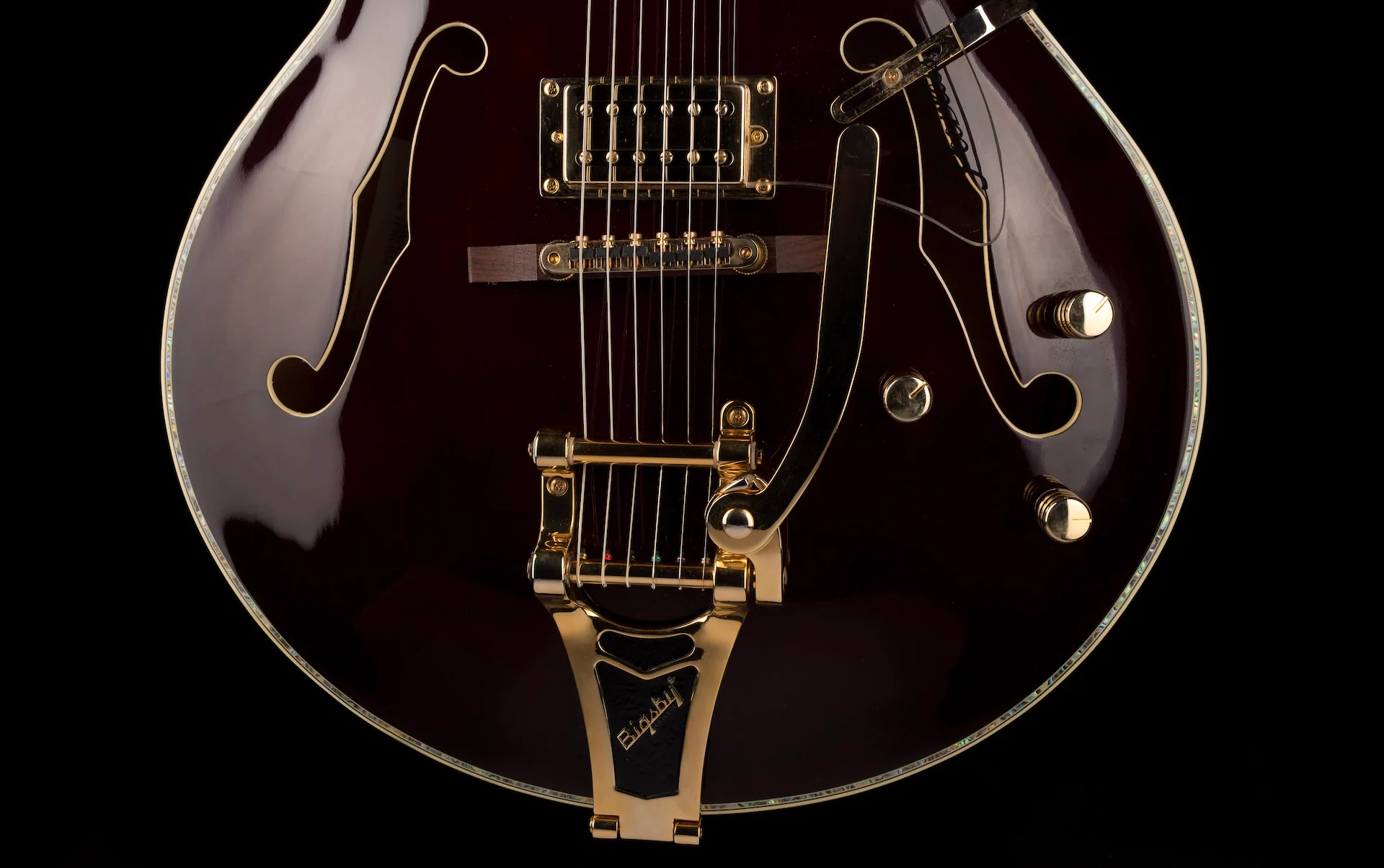 Pre Owned Peerless Tonemaster Custom Burgundy Semi-Hollow Body Electric Guitar With Gig Bag - Image 5
