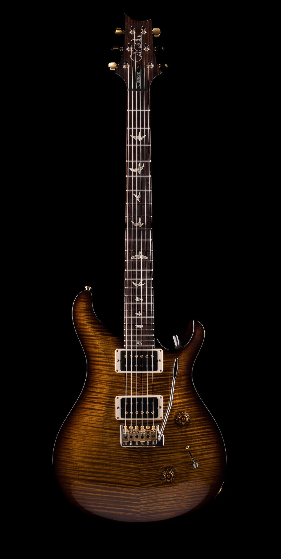 Pre Owned PRS Custom 24 10-Top Black Gold Burst With OHSC - Image 2
