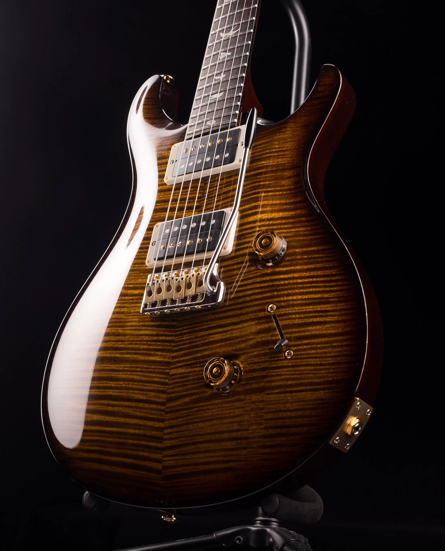 Pre Owned PRS Custom 24 10-Top Black Gold Burst With OHSC - Image 5