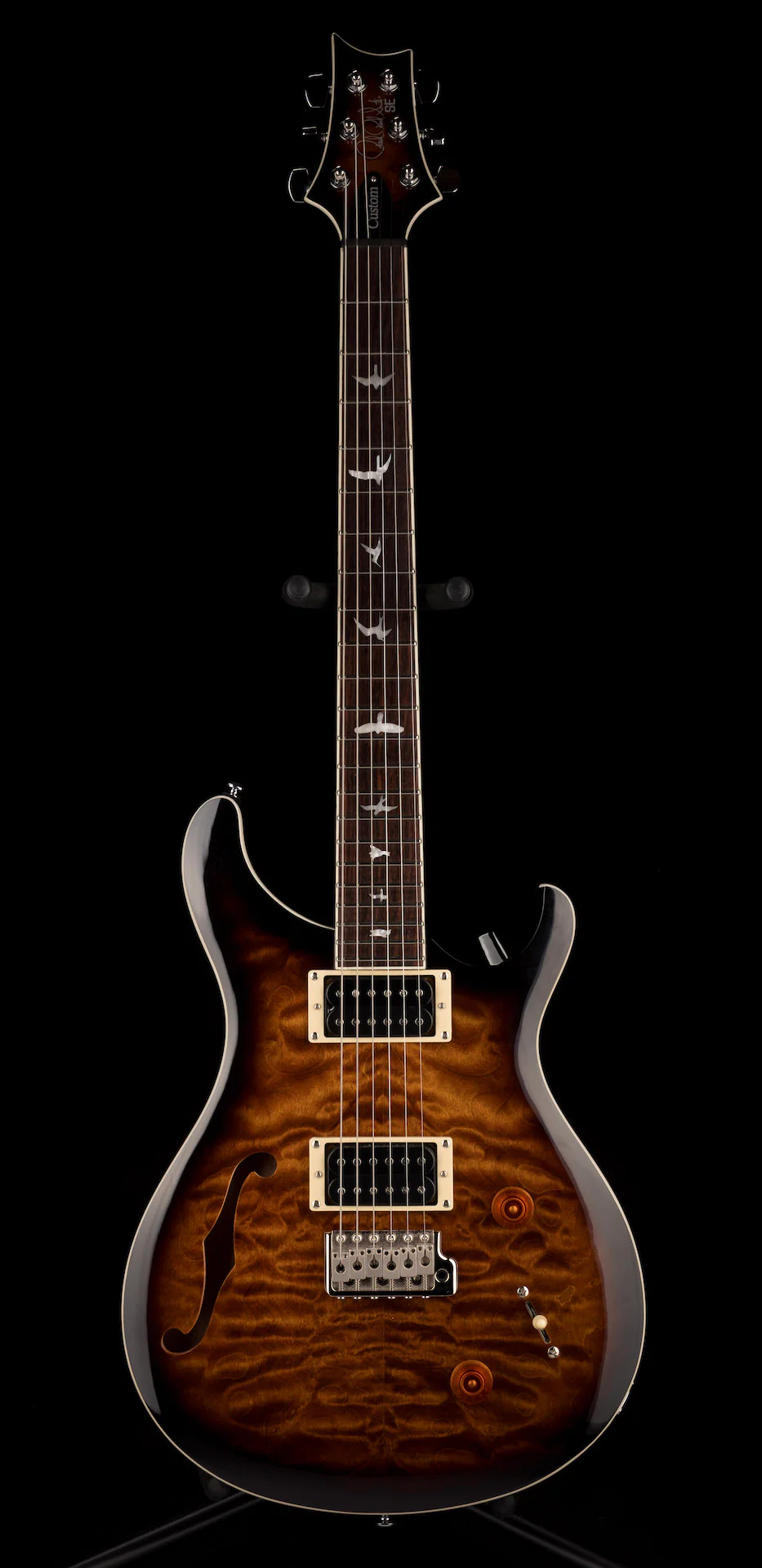 Pre Owned PRS SE Custom 22 Semi-Hollowbody Quilt Top Limited Black Gold Sunburst With Gig Bag - Image 2