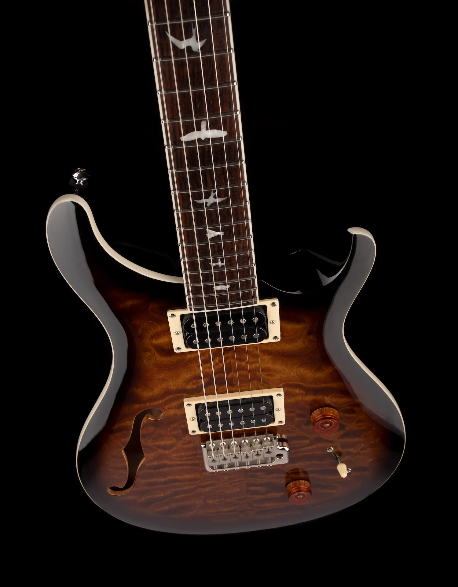 Pre Owned PRS SE Custom 22 Semi-Hollowbody Quilt Top Limited Black Gold Sunburst With Gig Bag - Image 4