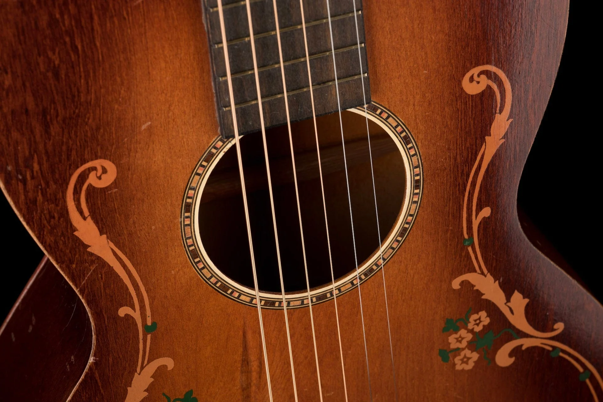 Vintage Regal Luann 1920's Floral Parlor Acoustic Guitar With SSC - Image 7