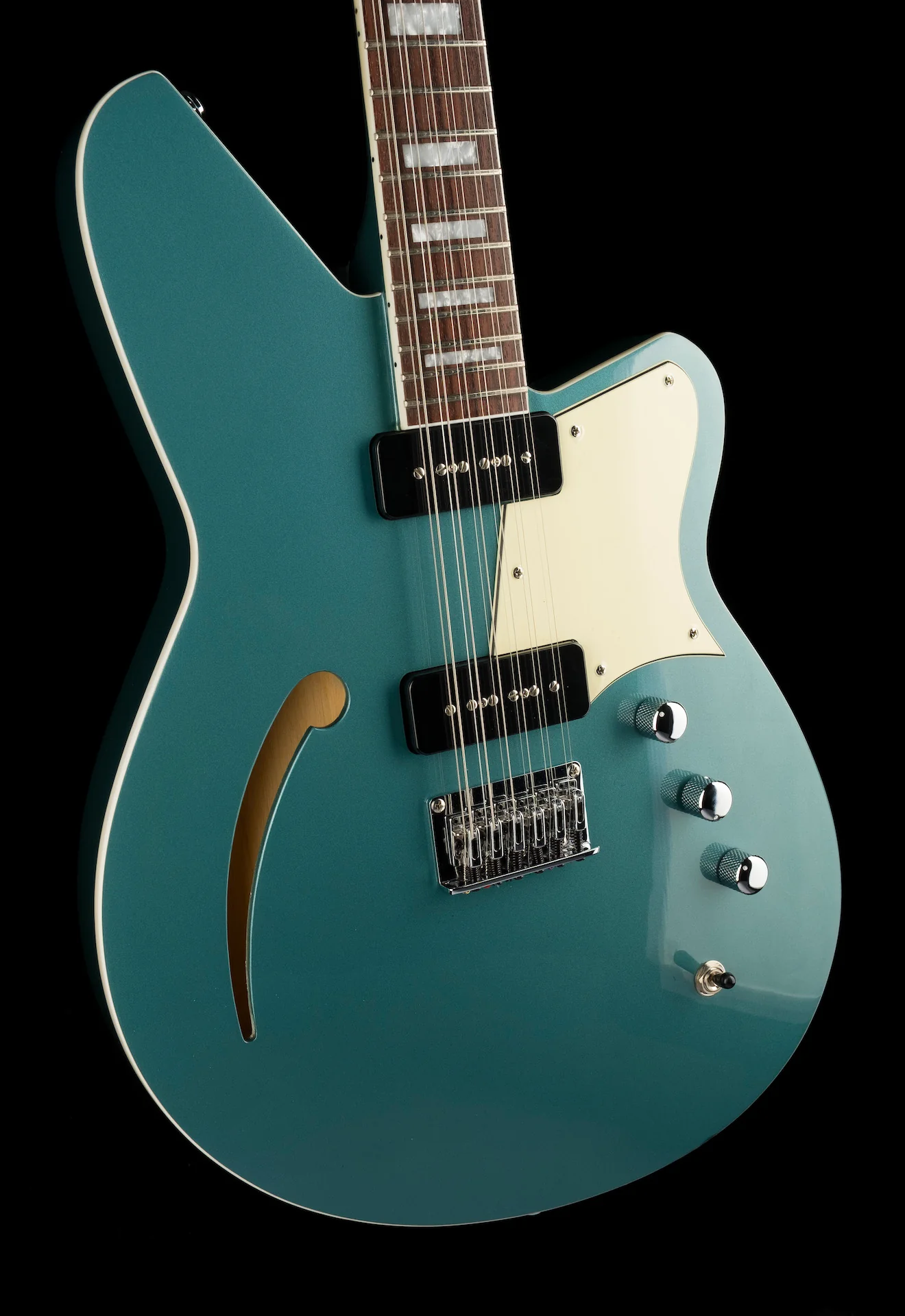 Pre Owned Reverend Airwave 12 String Semi Hollow Body Guitar Deep Sea Blue - Image 10
