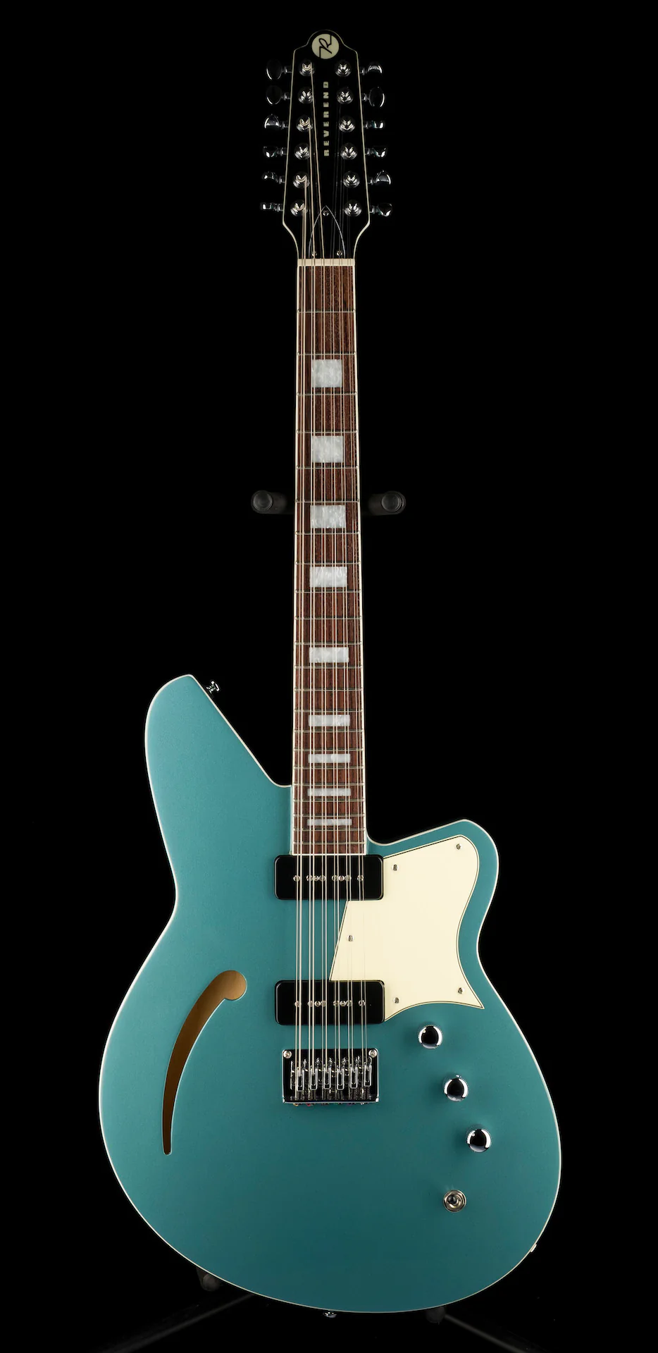 Pre Owned Reverend Airwave 12 String Semi Hollow Body Guitar Deep Sea Blue - Image 2