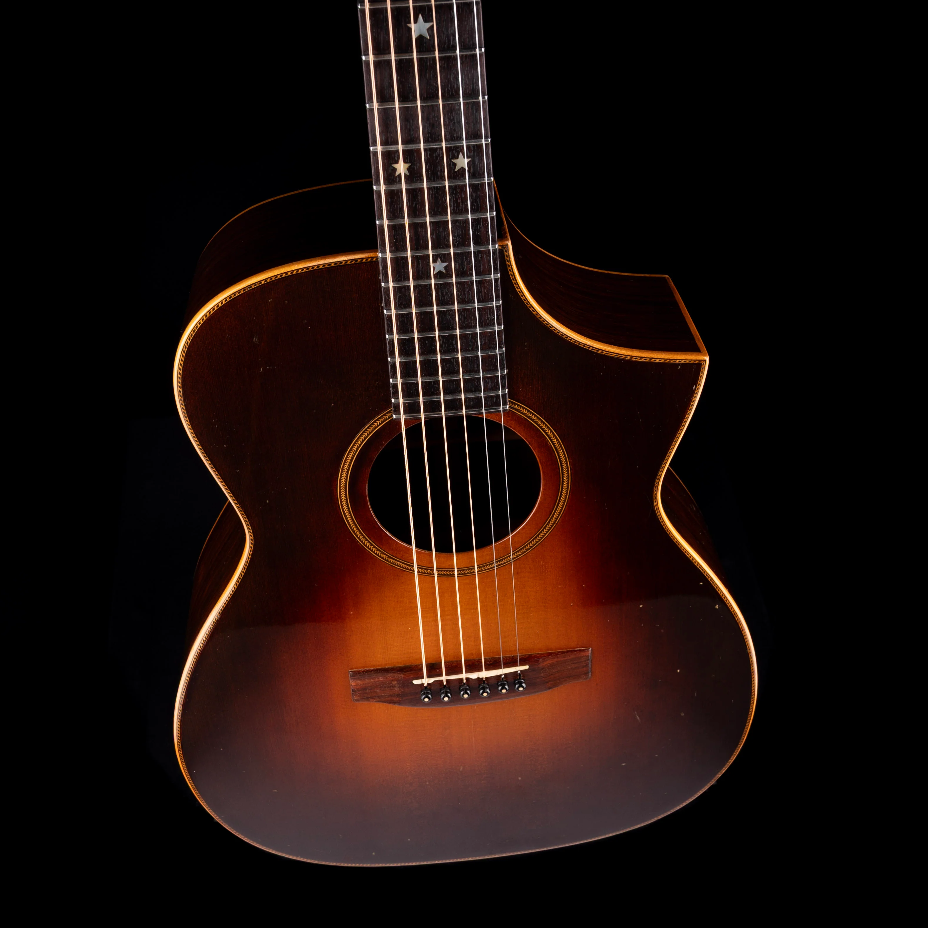 Pre-Owned Santo 1976 Dreadnaught Cutaway Electric Sunburst - Image 3