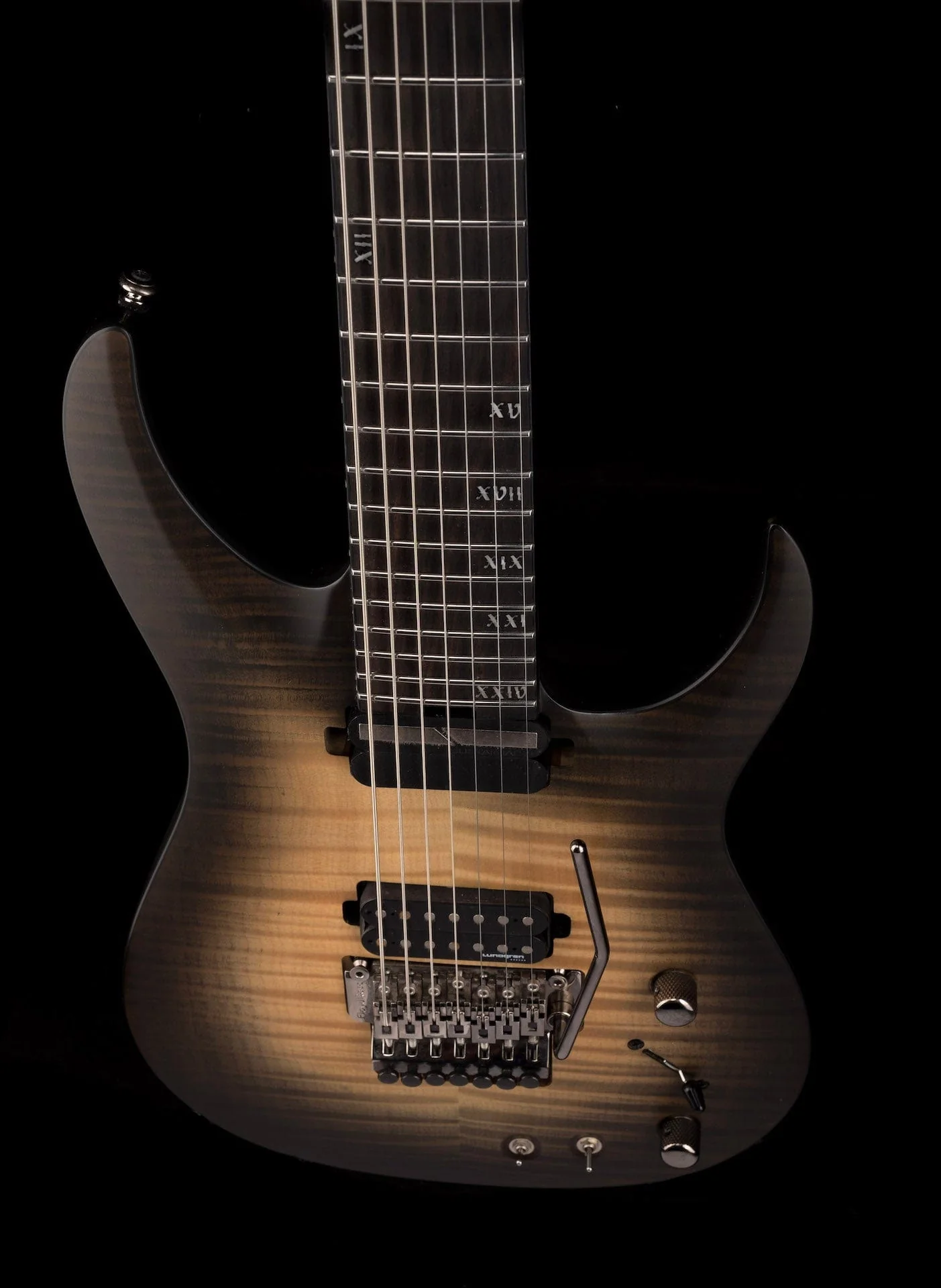 Pre Owned Schecter Banshee Mach-7 FR-S 7-String Ember Burst Electric Guitar With Bag - Image 4