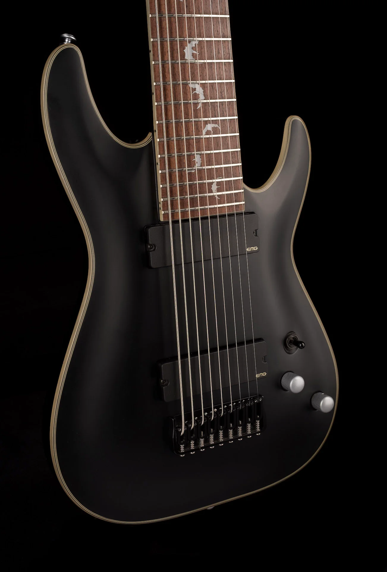 Pre Owned Schecter Damien Platinum 9-string Matte Black Electric Guitar With Gig Bag - Image 10