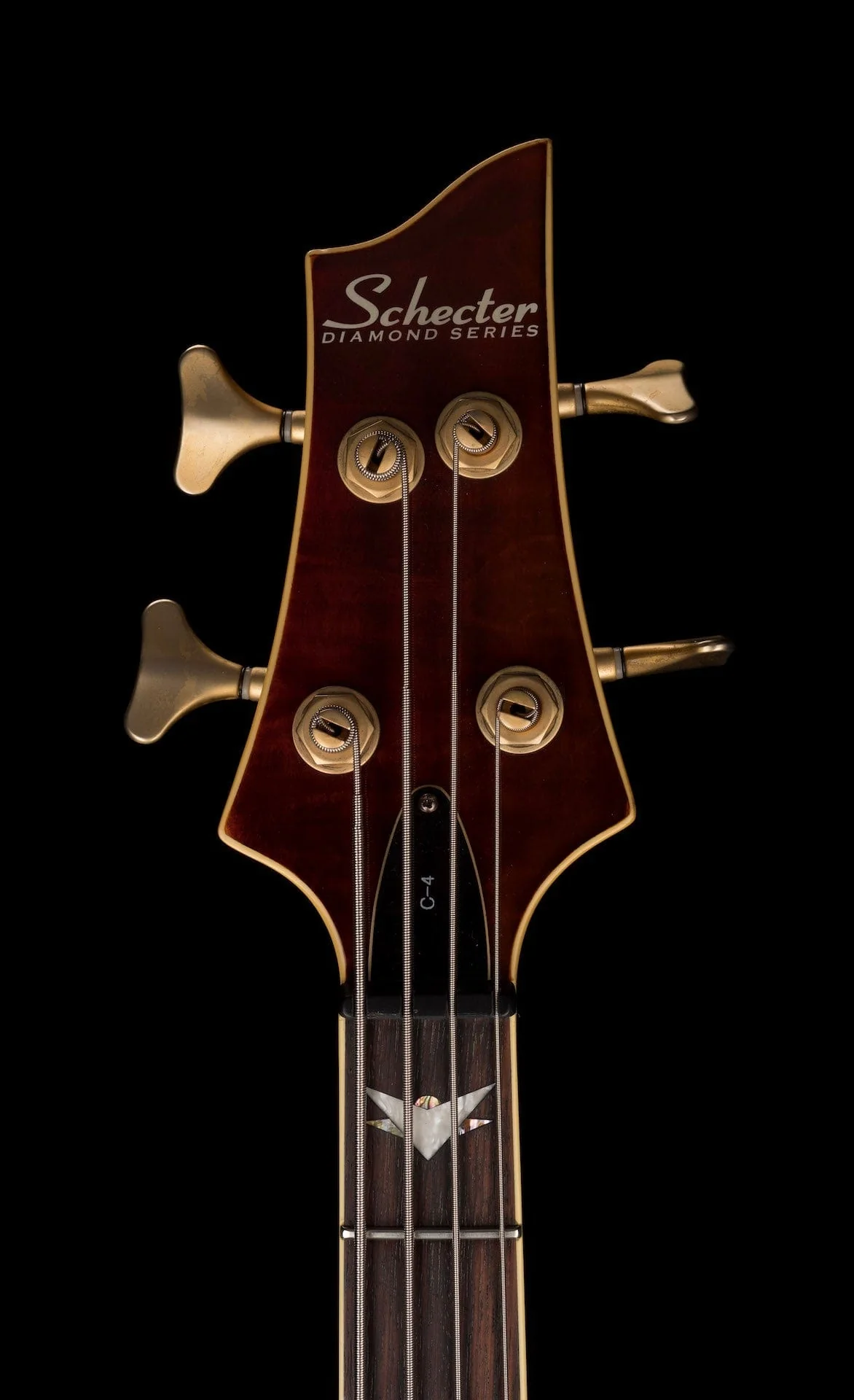 Pre Owned Schecter Diamond Series Made in Korea C-4 Bass Crimson Stain With Gig Bag - Image 11