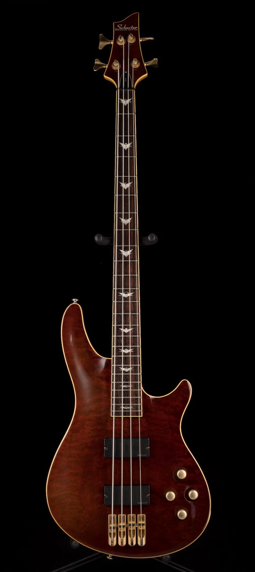 Pre Owned Schecter Diamond Series Made in Korea C-4 Bass Crimson Stain With Gig Bag - Image 2
