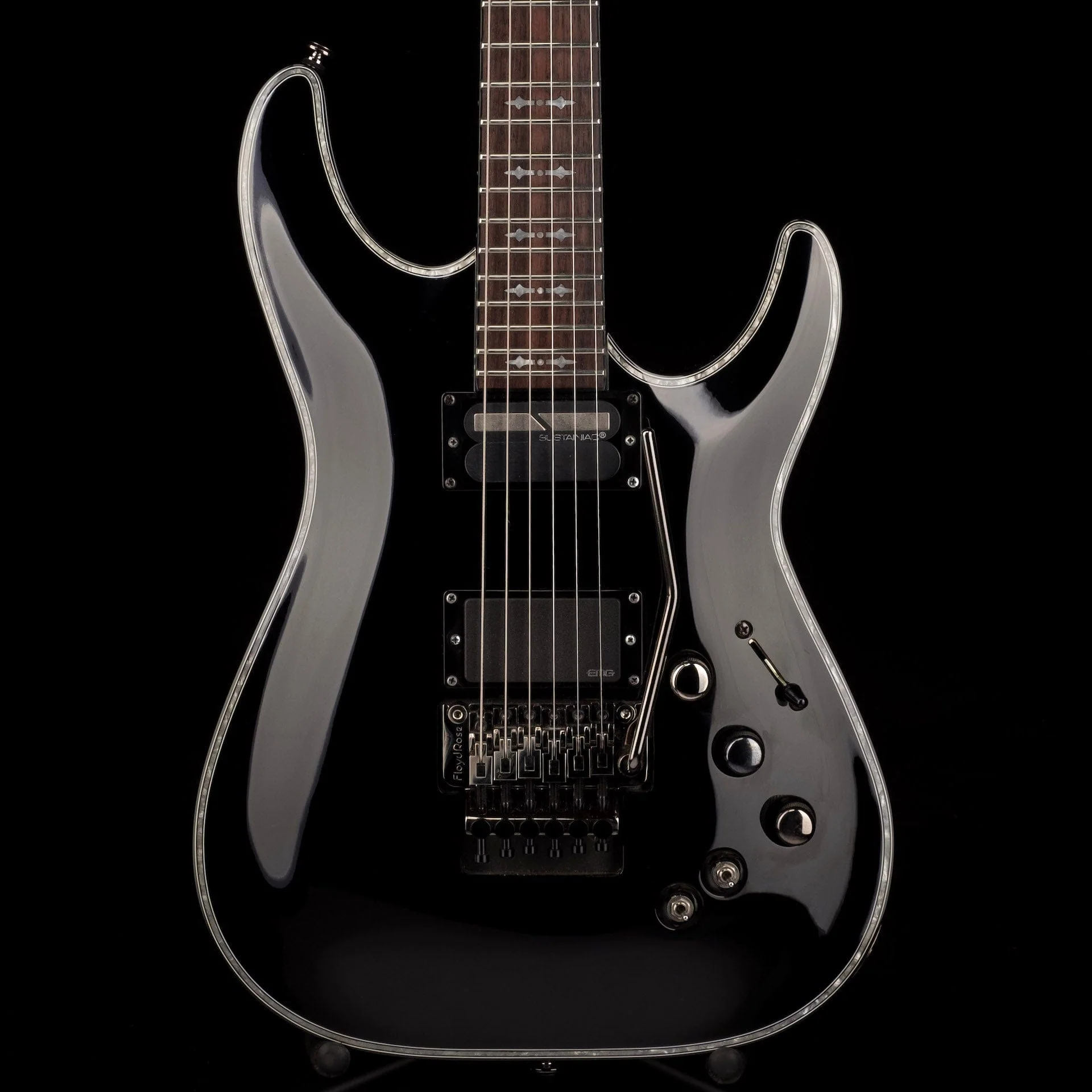 Pre Owned Schecter Hellraiser 6 C-1 FR S Gloss Black Electric Guitar With Bag