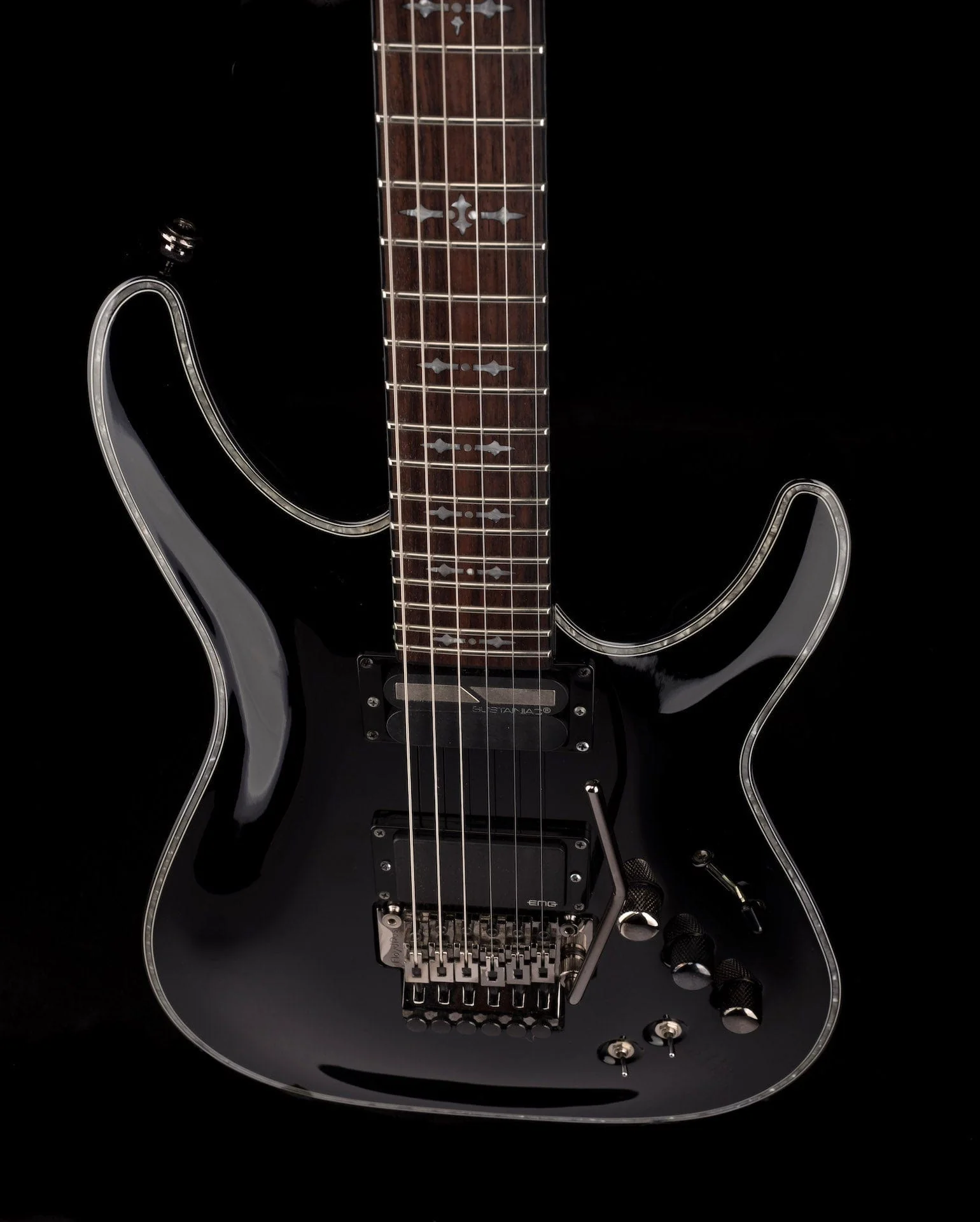 Pre Owned Schecter Hellraiser 6 C-1 FR S Gloss Black Electric Guitar With Bag - Image 4